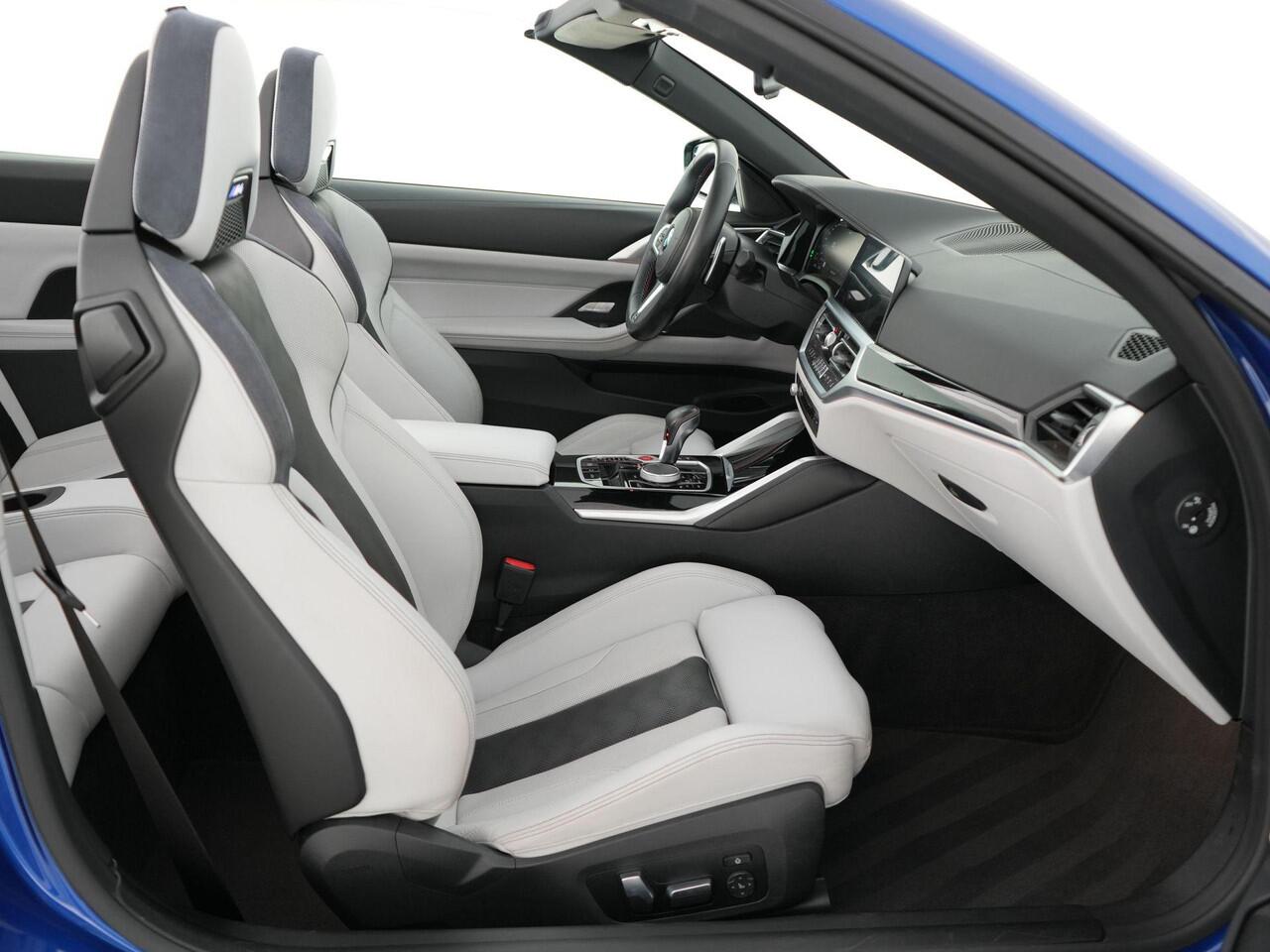 BMW M4 Competition Cabrio 510pk xDrive |dealer onderhouden|M-sport|M-sport stoelen|Laser LED|memory|360 camera|nekverwarming|sportuitlaat|HUD|blind spot|stoelventilatie + verwarming|