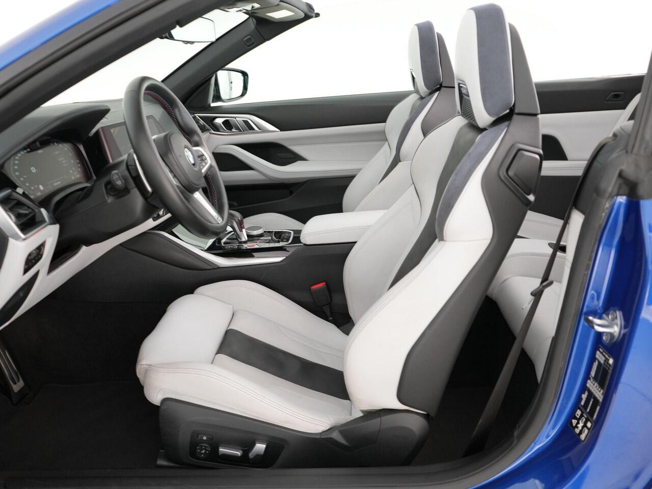 BMW M4 Competition Cabrio 510pk xDrive |dealer onderhouden|M-sport|M-sport stoelen|Laser LED|memory|360 camera|nekverwarming|sportuitlaat|HUD|blind spot|stoelventilatie + verwarming|