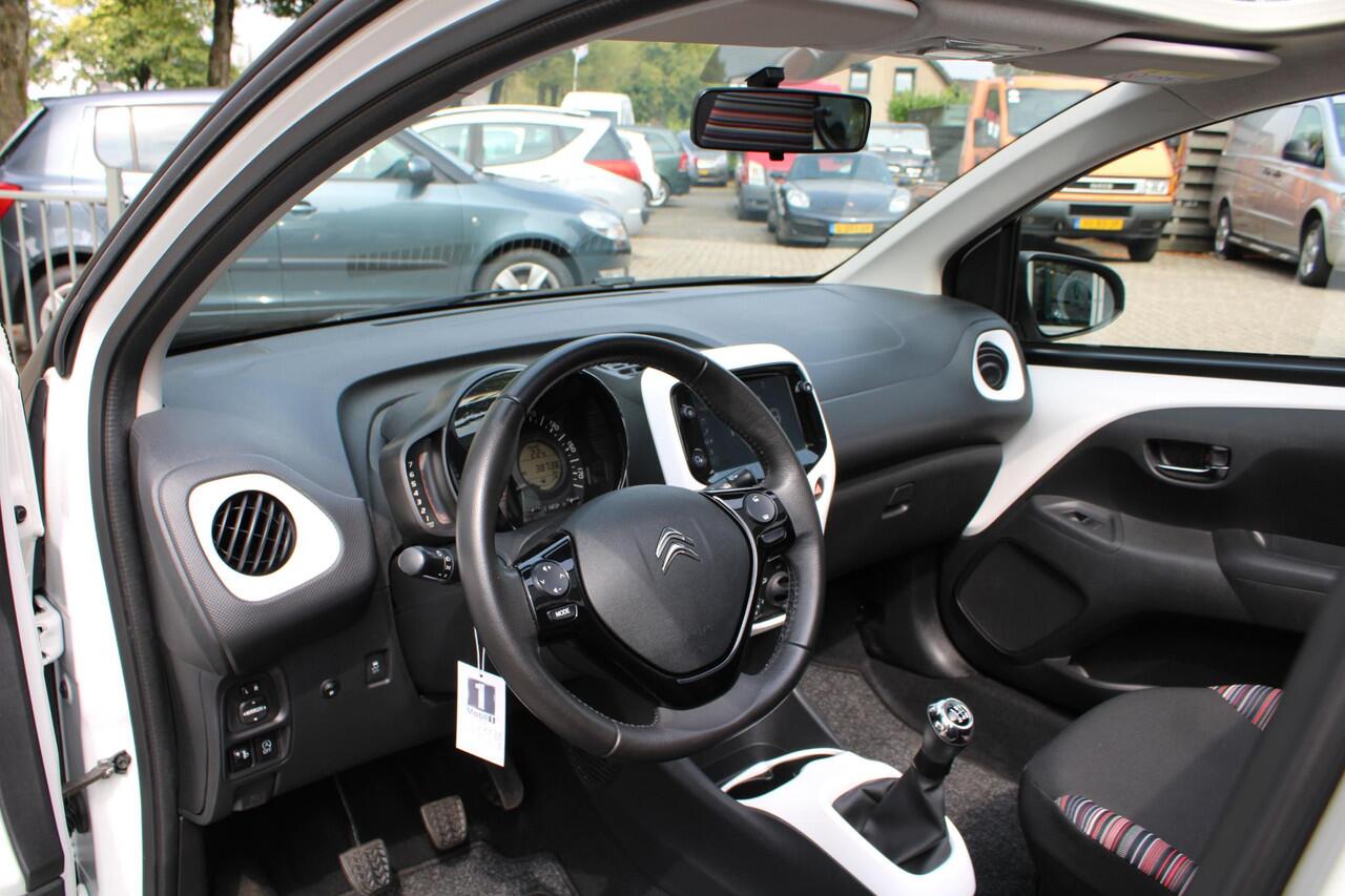 Citroen C1 Airscape Shine Airco, CC, Carplay, NAVI, Elektr. schuif/kantel dak, Parkeersens. A, Leder, 15" LMV
