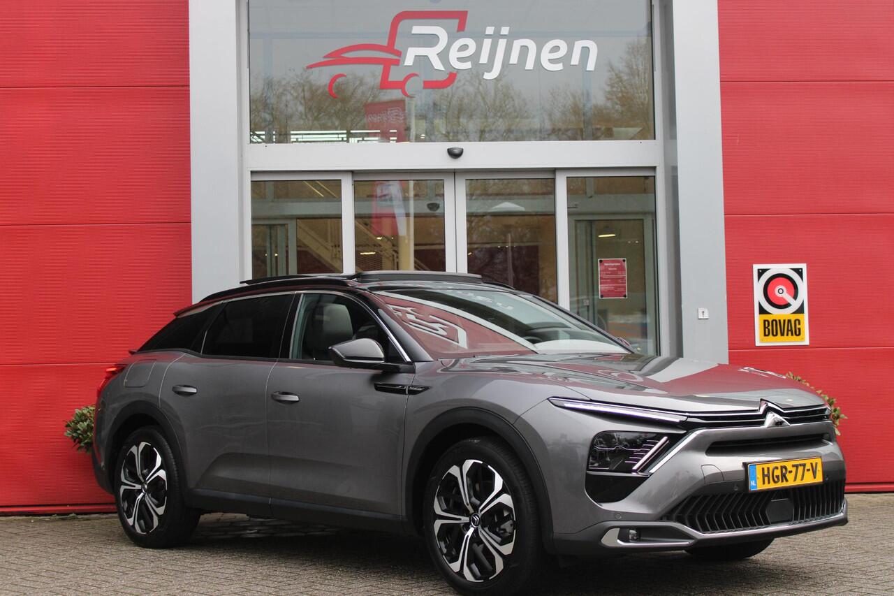 Citroen C5 X 1.6 Plug-in Hybrid 225PK MAX | PANORAMISCH SCHUIF / KANTELDAK | ELEKTRISCHE VOORSTOELEN MET GEHEUGEN | VOORSTOEL VENTILATIE | VOORSTOEL VERWARMING | VOORSTOELEN MET MASSAGE FUNCTIE | LEDEREN BEKLEDING | STUUR VERWARMING | DRAADLOOS APPLE CARPLAY / ANDRO