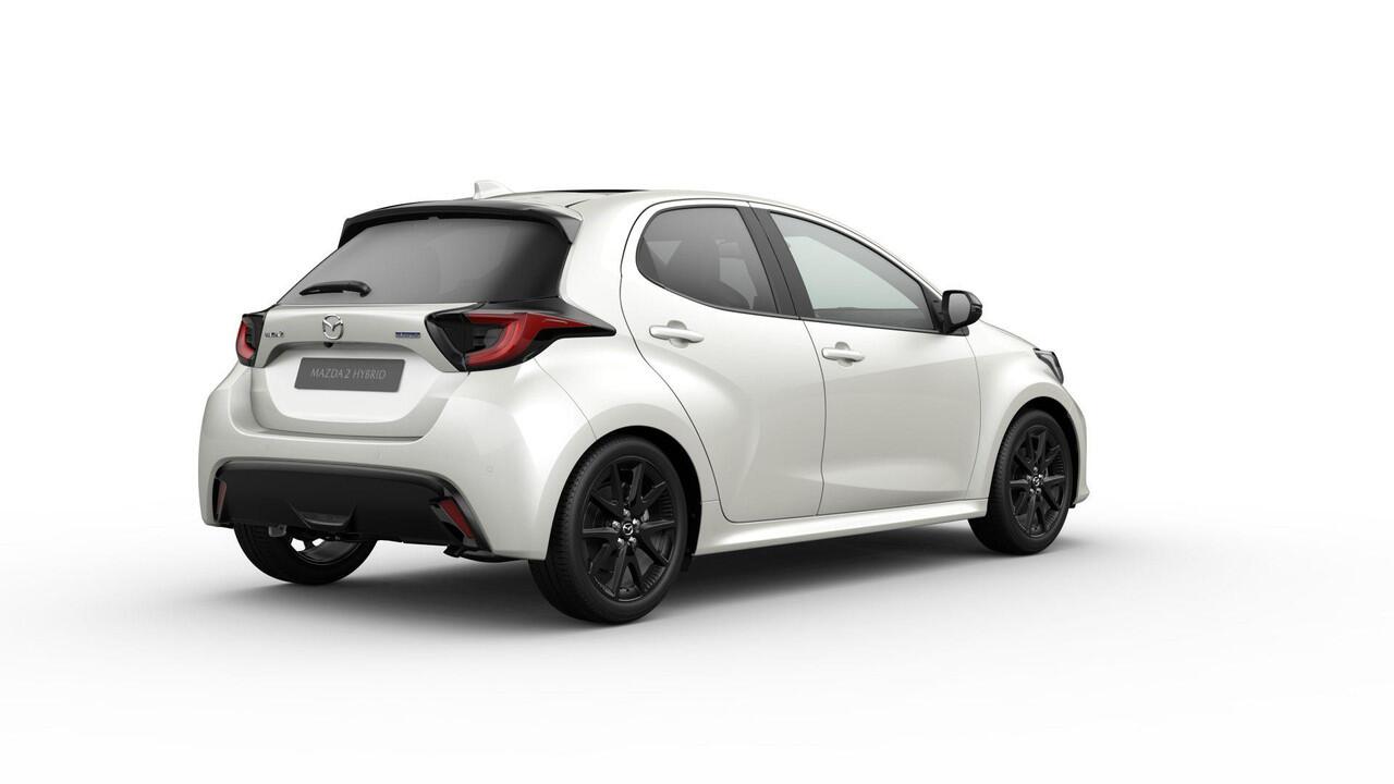 Mazda 2 Hybrid 1.5 Homura Plus / Northern White Pearl / Sportief zwart kunstleder