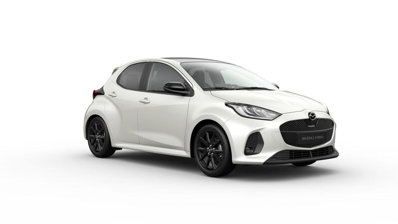 Mazda 2 Hybrid 1.5 Homura Plus / Northern White Pearl / Sportief zwart kunstleder