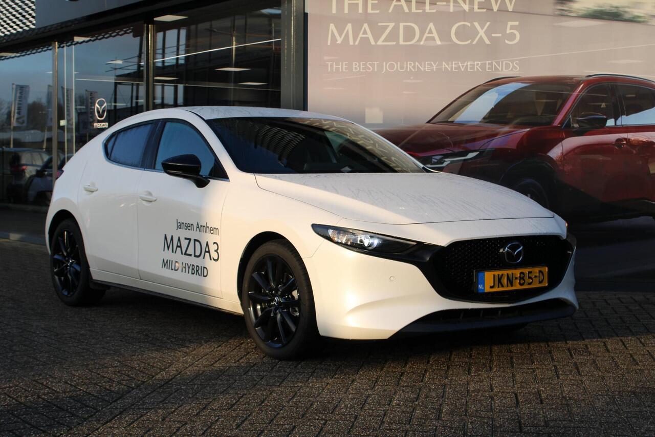Mazda 3 HB 2.5 e-SkyActiv-G M Hybrid 140 Nagisa , Demovoordeel ¤ 6.490,-, Automaat, Bruin Leder, Bose, Navi, Adap.Cruise, Clima, Apple Carplay, Camera, PDC, HUD, Stoelverwarming, 18" LMV