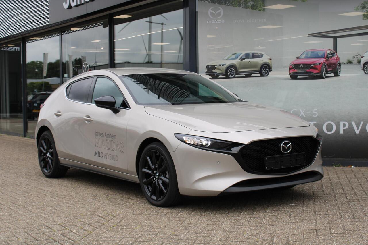 Mazda 3 2.0 e-SkyActiv-X M Hybrid 186 Nagisa , Demovoordeel ¤ 5.000,-, Automaat, Bruin Leder, Bose, Navi, Adap.Cruise, Clima, Apple Carplay, Camera, PDC, HUD, Stoelverwarming, 18" LMV