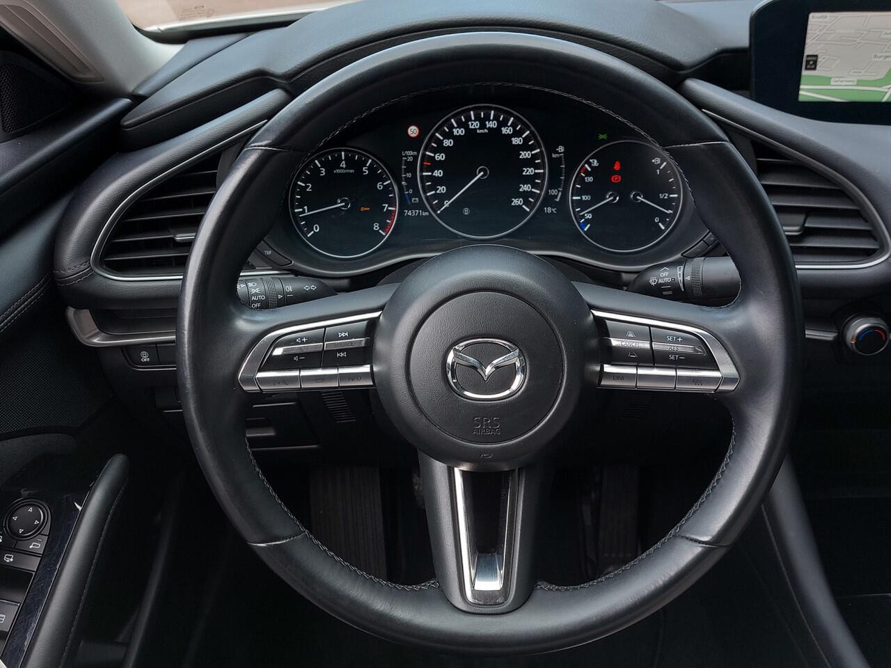 Mazda 3 2.0 e-SkyActiv-G M Hybrid 122pk | Origineel NL | Navi | Apple Carplay + Android Auto | Airco | Adap.Cruise | Led Koplampen | Pdc+Camera | Rijstrook+Licht+Regensensor | 16''lm