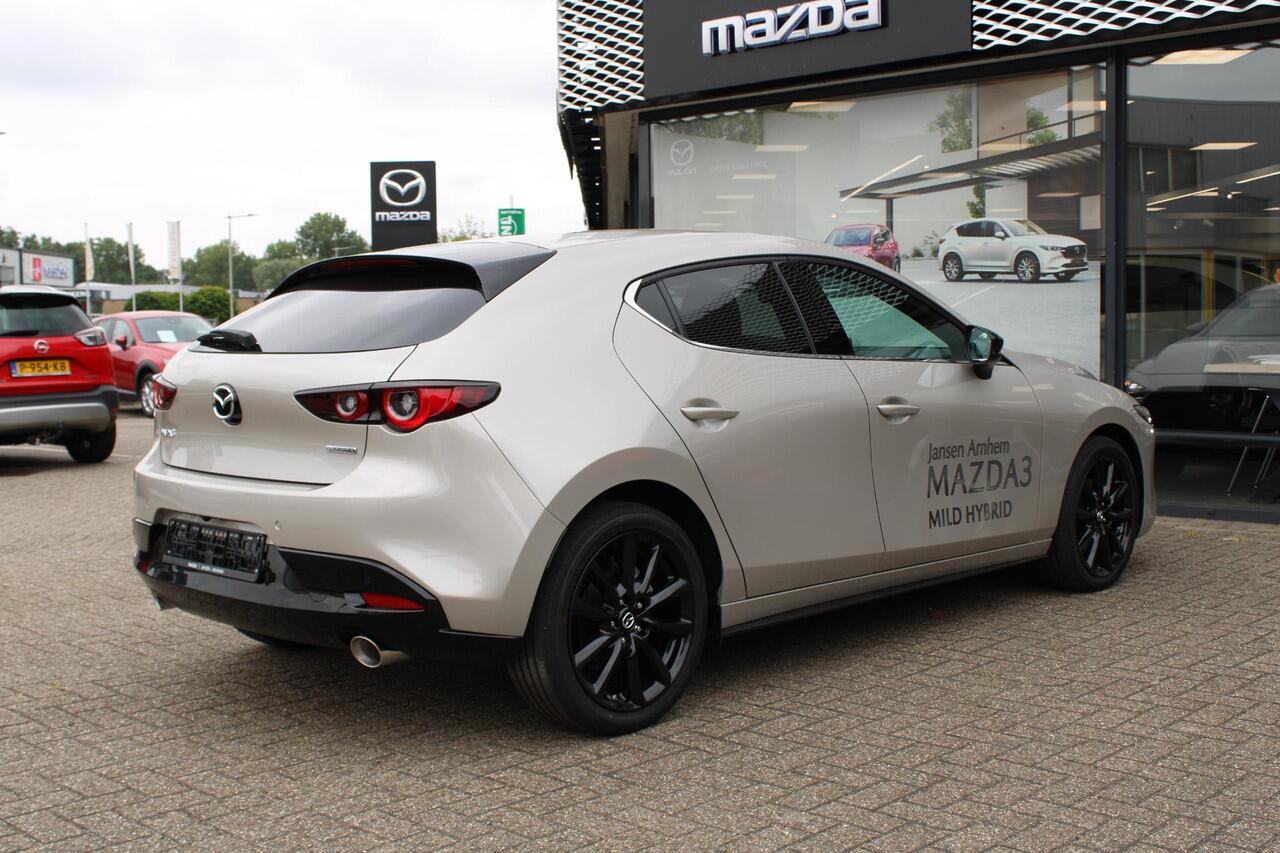 Mazda 3 2.0 e-SkyActiv-X M Hybrid 186 Nagisa , Demovoordeel ¤ 5.000,-, Automaat, Bruin Leder, Bose, Navi, Adap.Cruise, Clima, Apple Carplay, Camera, PDC, HUD, Stoelverwarming, 18" LMV