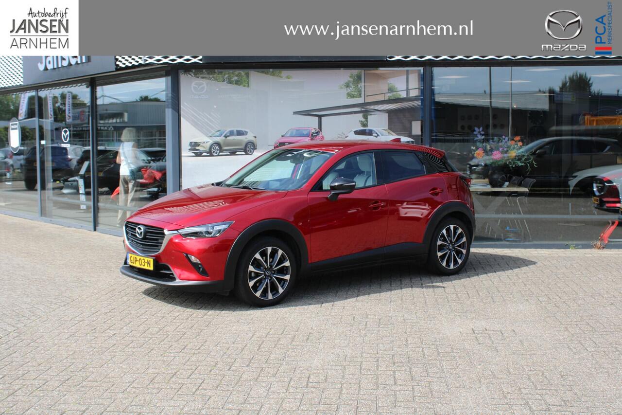 Mazda CX-3 2.0 SkyActiv-G 121 Luxury , Automaar, Trekhaak, Camera, Navi, Apple Carplay, Android Auto, Stoelverwarming, Cruise, LKA, PDC, LMV 18 Inch, Wit Leder