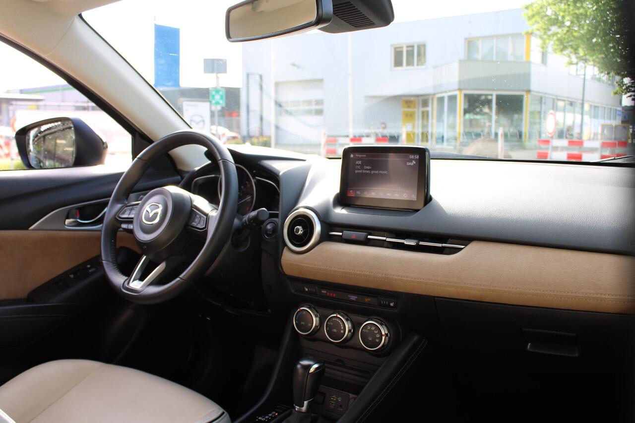 Mazda CX-3 2.0 SkyActiv-G 121 Luxury , Automaat, Wit Leder, Navi, Apple Carplay, Clima, Cruise, LMV 18 Inch, Stoelverwarming