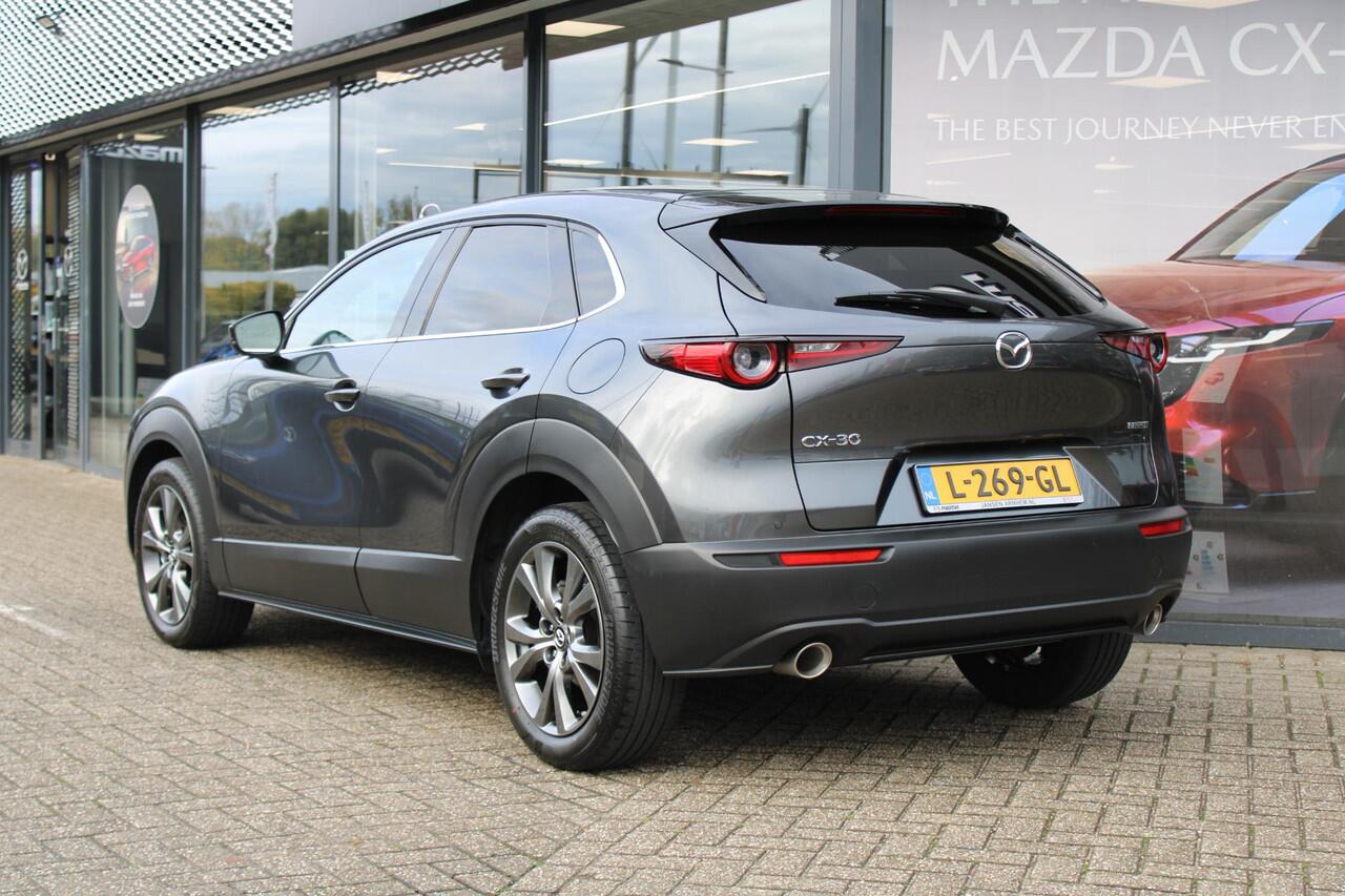 Mazda CX-30 2.0 e-SkyActiv-X 186 M Hybrid Luxury , Schuif/Kanteldak, Leder, 360 Camera, Navi, Bose, Adap.Cruise, Stoel/Stuurverwarming, Apple Carplay, Android Auto, Clima, LMV 18 Inch, HUD, LKA, PDC