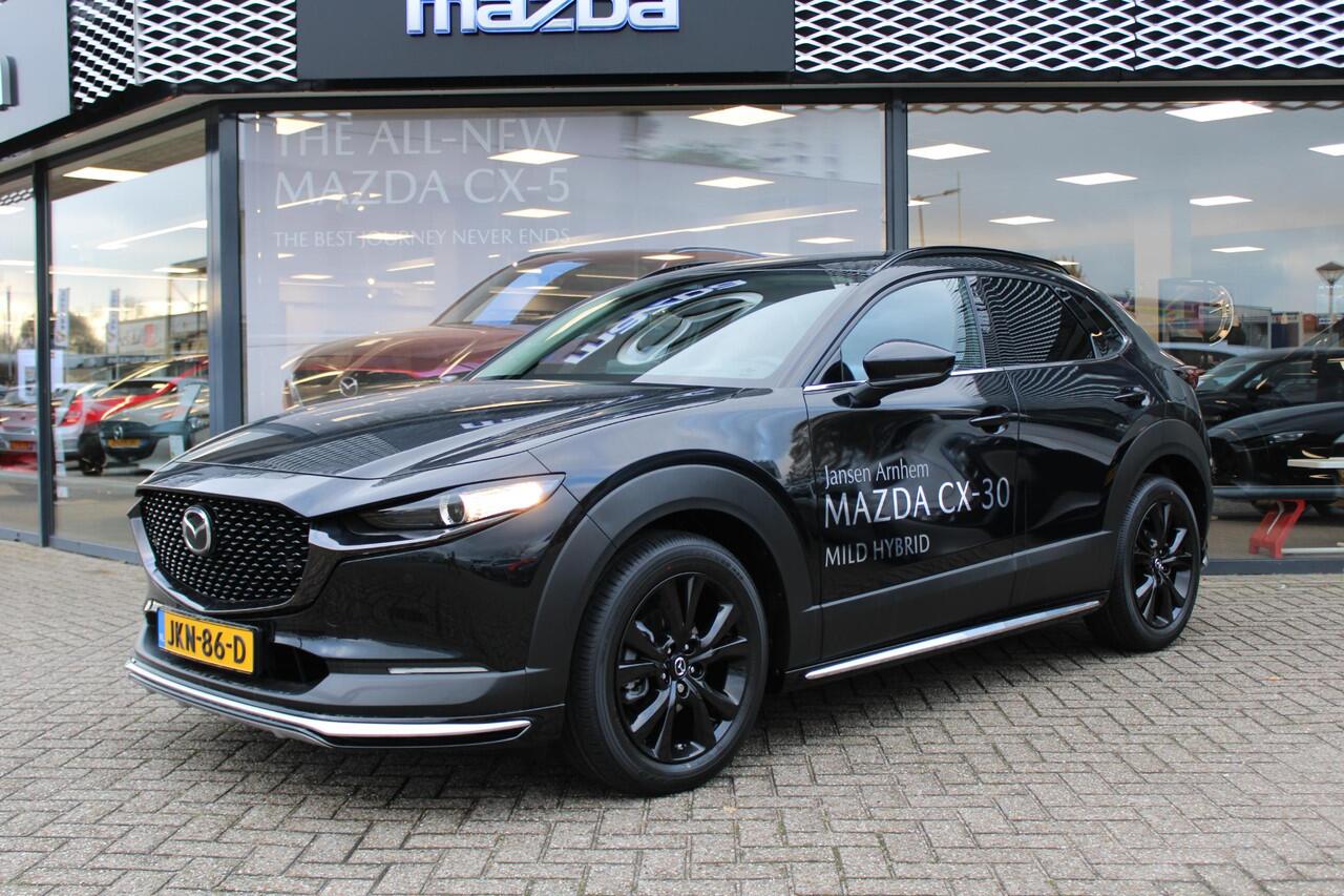 Mazda CX-30 2.0 e-SkyActiv-X 186 M Hybrid Nagisa , Demovoordeel ¤ 7.500,-, Automaat, Aero/Accessoires Pakket, Adap. Cruise, Bose, Clima, LMV 18 Inch, Camera, PDC, Navi, HUD, Apple Carplay