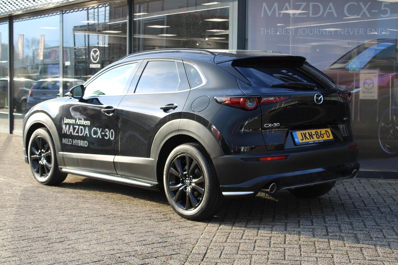 Mazda CX-30 2.0 e-SkyActiv-X 186 M Hybrid Nagisa , Demovoordeel ¤ 7.500,-, Automaat, Aero/Accessoires Pakket, Adap. Cruise, Bose, Clima, LMV 18 Inch, Camera, PDC, Navi, HUD, Apple Carplay