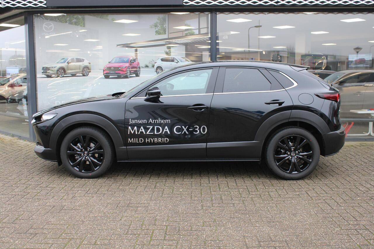 Mazda CX-30 2.5 e-SkyActiv-G 140 M Hybrid Nagisa , Demovoordeel ¤ 4.390,-, Automaat, Bruin Leder, Bose, Navi, Adap.Cruise, Clima, Apple Carplay, Camera, PDC, HUD, Stoelverwarming, 18" LMV