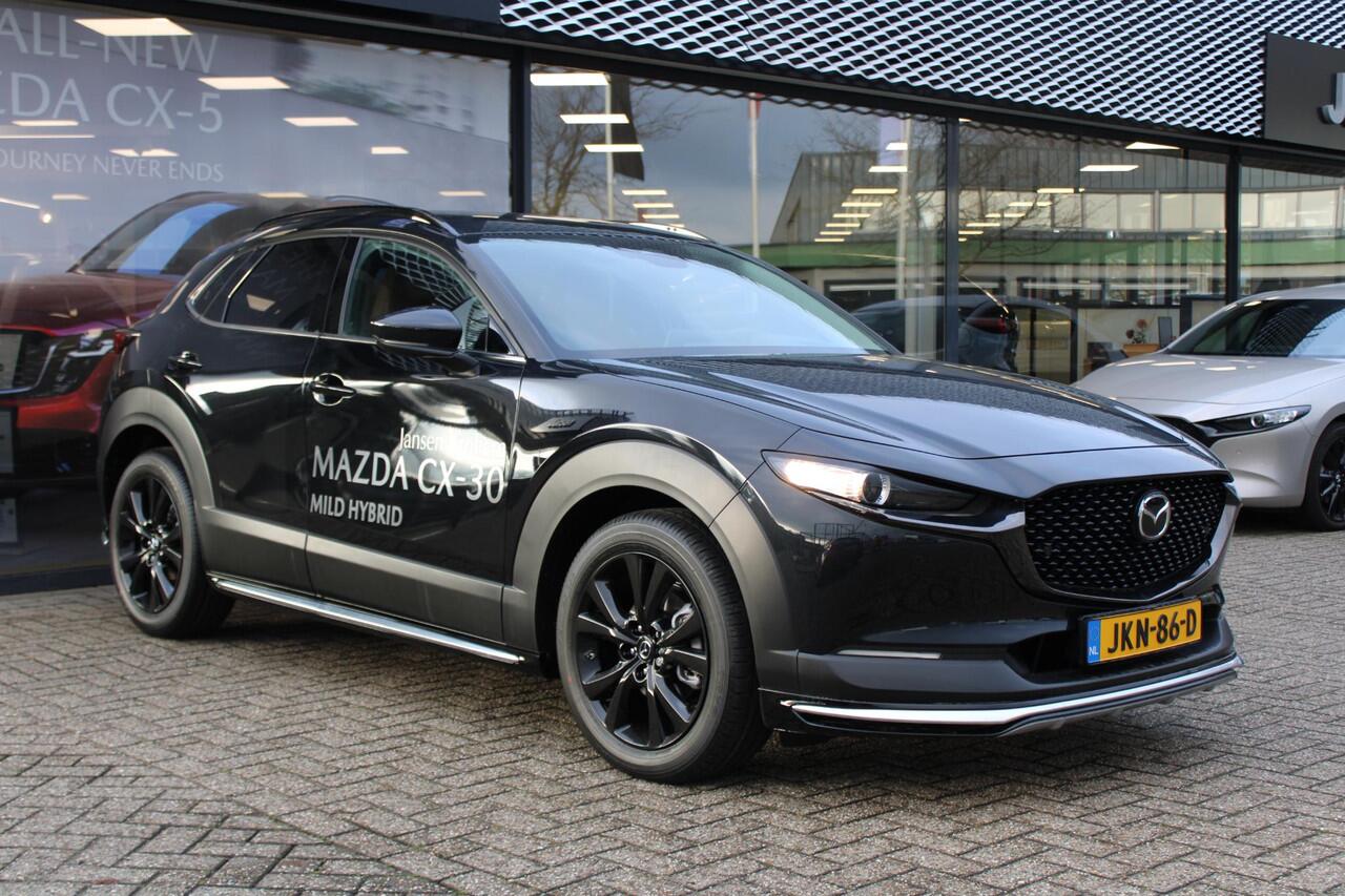 Mazda CX-30 2.0 e-SkyActiv-X 186 M Hybrid Nagisa , Demovoordeel ¤ 7.500,-, Automaat, Aero/Accessoires Pakket, Adap. Cruise, Bose, Clima, LMV 18 Inch, Camera, PDC, Navi, HUD, Apple Carplay