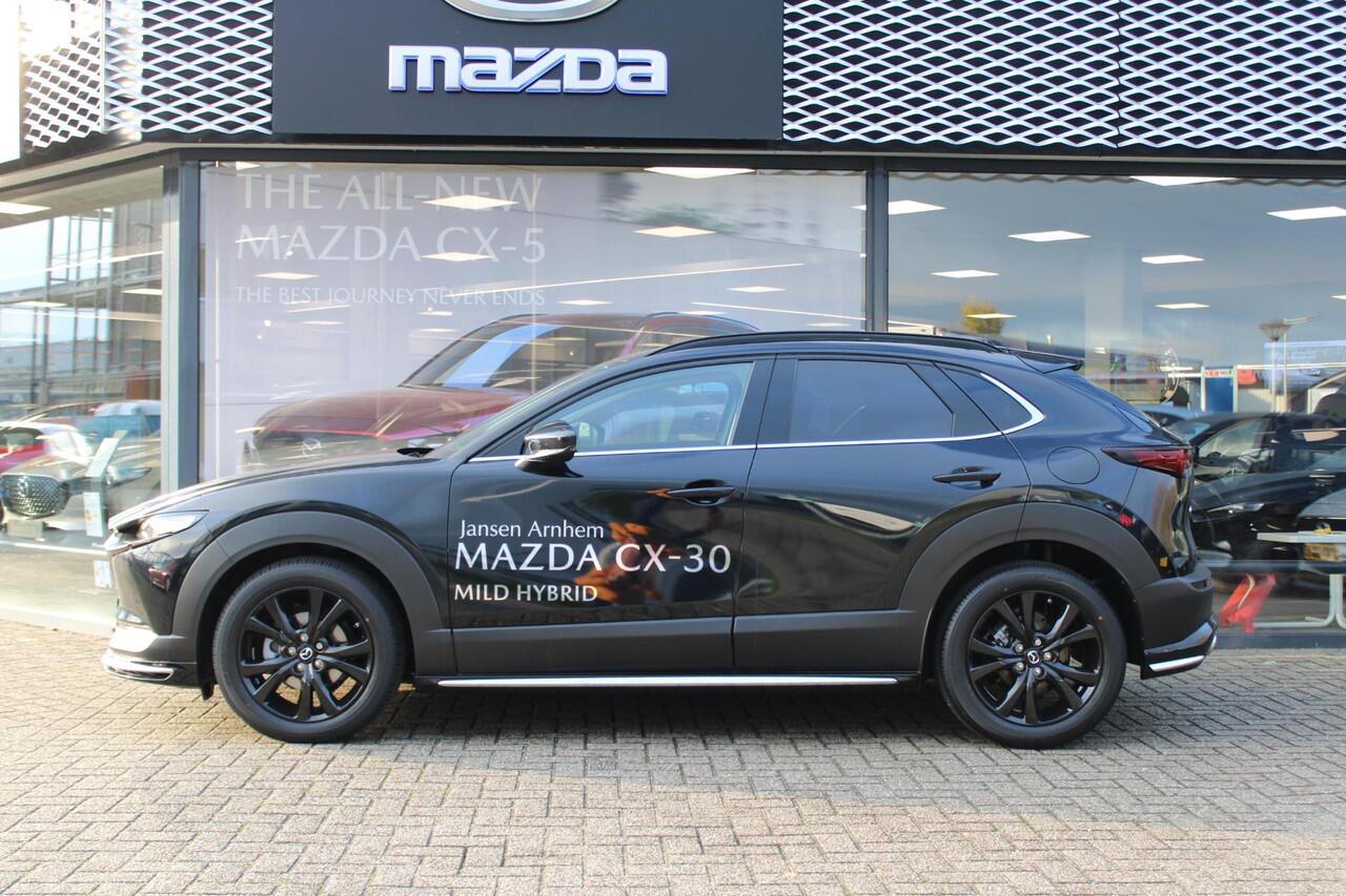 Mazda CX-30 2.0 e-SkyActiv-X 186 M Hybrid Nagisa , Demovoordeel ¤ 7.500,-, Automaat, Aero/Accessoires Pakket, Adap. Cruise, Bose, Clima, LMV 18 Inch, Camera, PDC, Navi, HUD, Apple Carplay