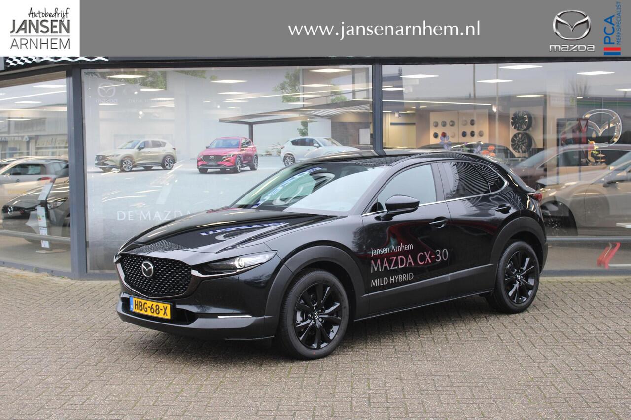 Mazda CX-30 2.5 e-SkyActiv-G 140 M Hybrid Nagisa , Demovoordeel ¤ 4.390,-, Automaat, Bruin Leder, Bose, Navi, Adap.Cruise, Clima, Apple Carplay, Camera, PDC, HUD, Stoelverwarming, 18" LMV