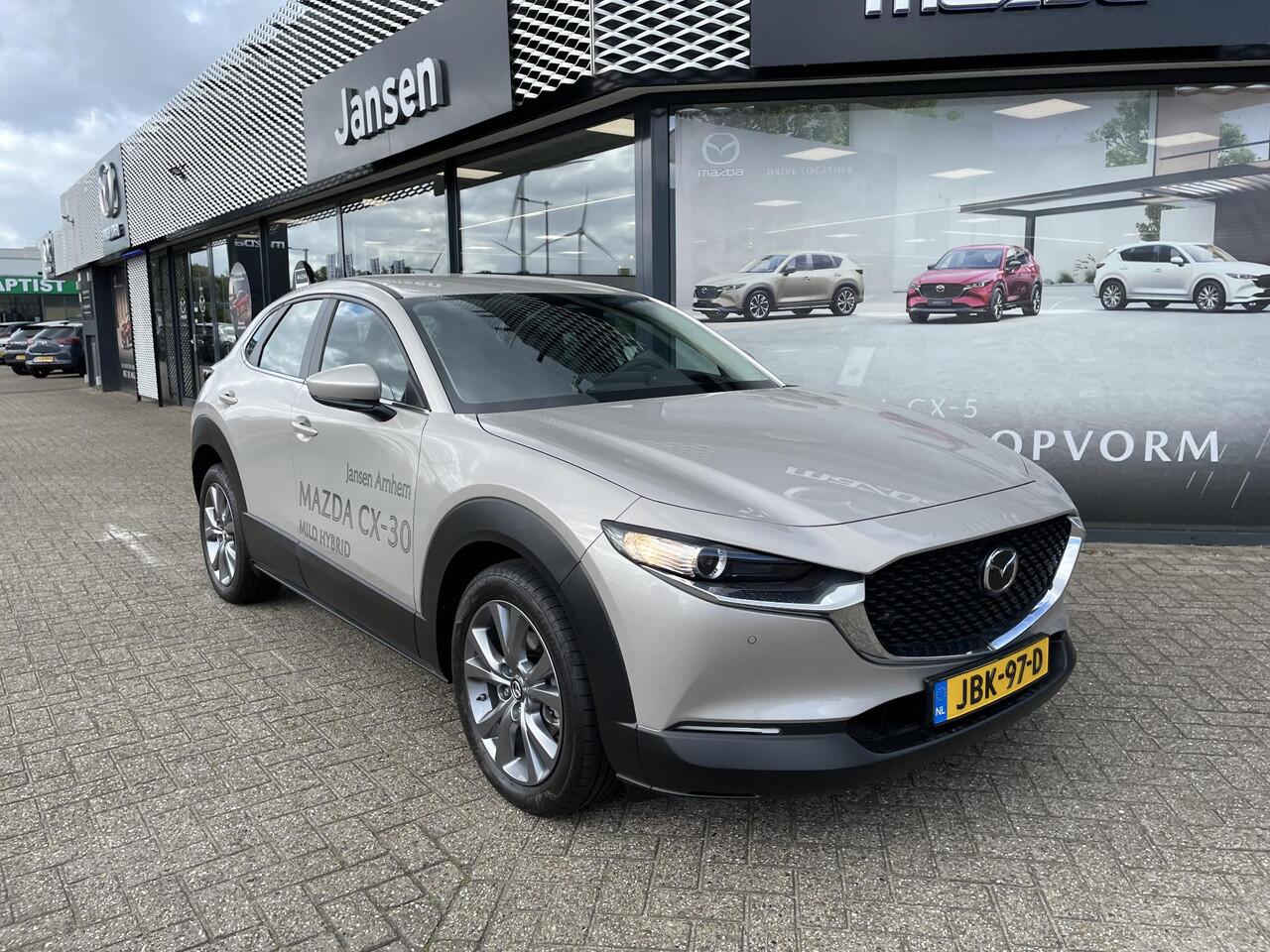 Mazda CX-30 2.0 e-SkyActiv-X 186 M Hybrid Centre Line , Demovoordeel ¤ 5.040,-, Adap. Cruise, Clima, Stoelverwarming, Stuurverwarming, LMV 18 Inch, Stoffen bekleding, Camera, PDC, Navi, HUD, Apple Carplay