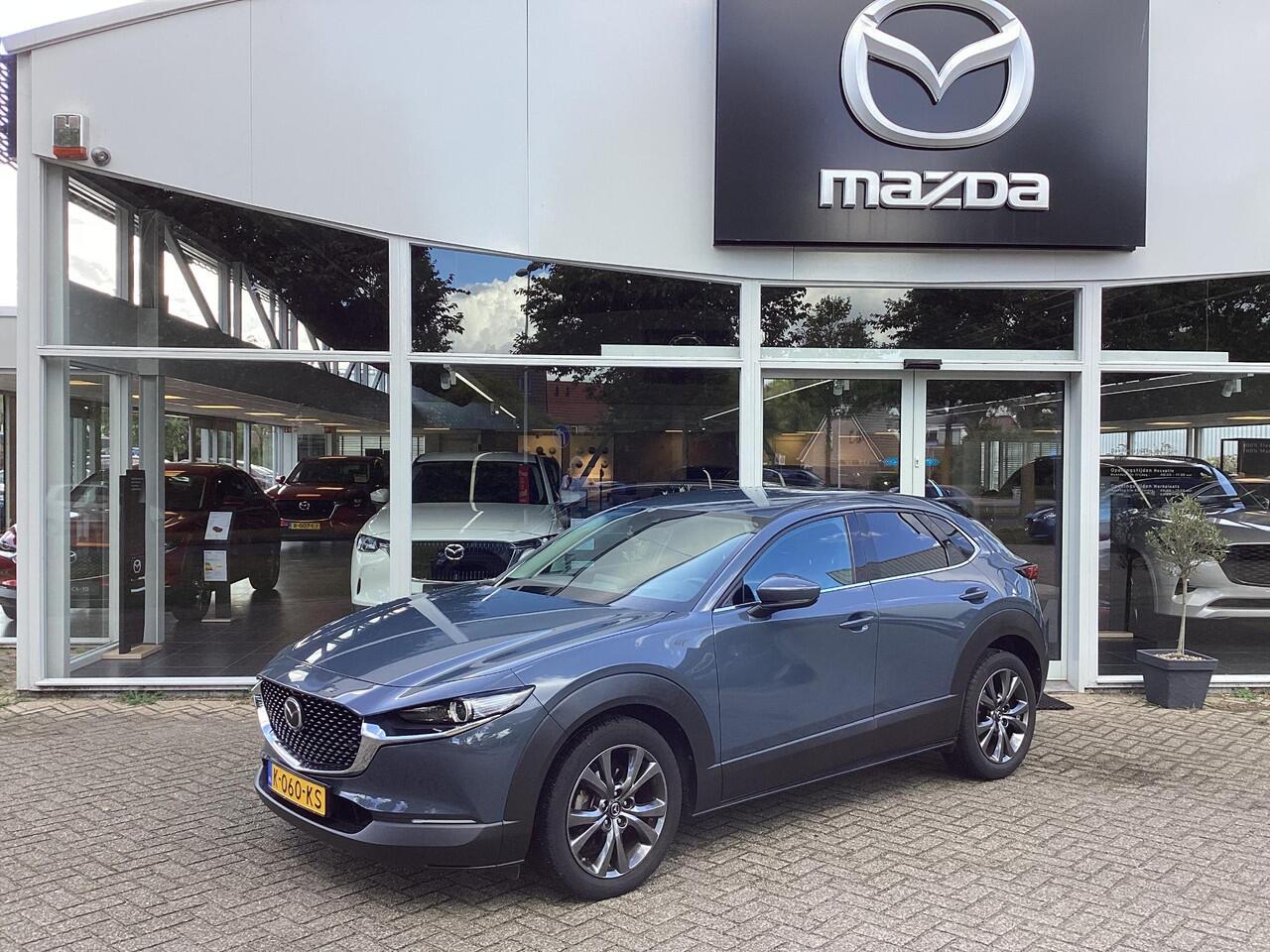 Mazda CX-30 2.0 e-SkyActiv-X M Hybrid Luxury 1e Eig., NL-Auto, Dealer Ondh., Navigatie, Bose, Apple Carplay/ Android Auto, Leer, Camera 360, Parkeerhulp, Electr-A.klep, Cruise Controle Add., Stuur & Stoel verwarm., Keyless.