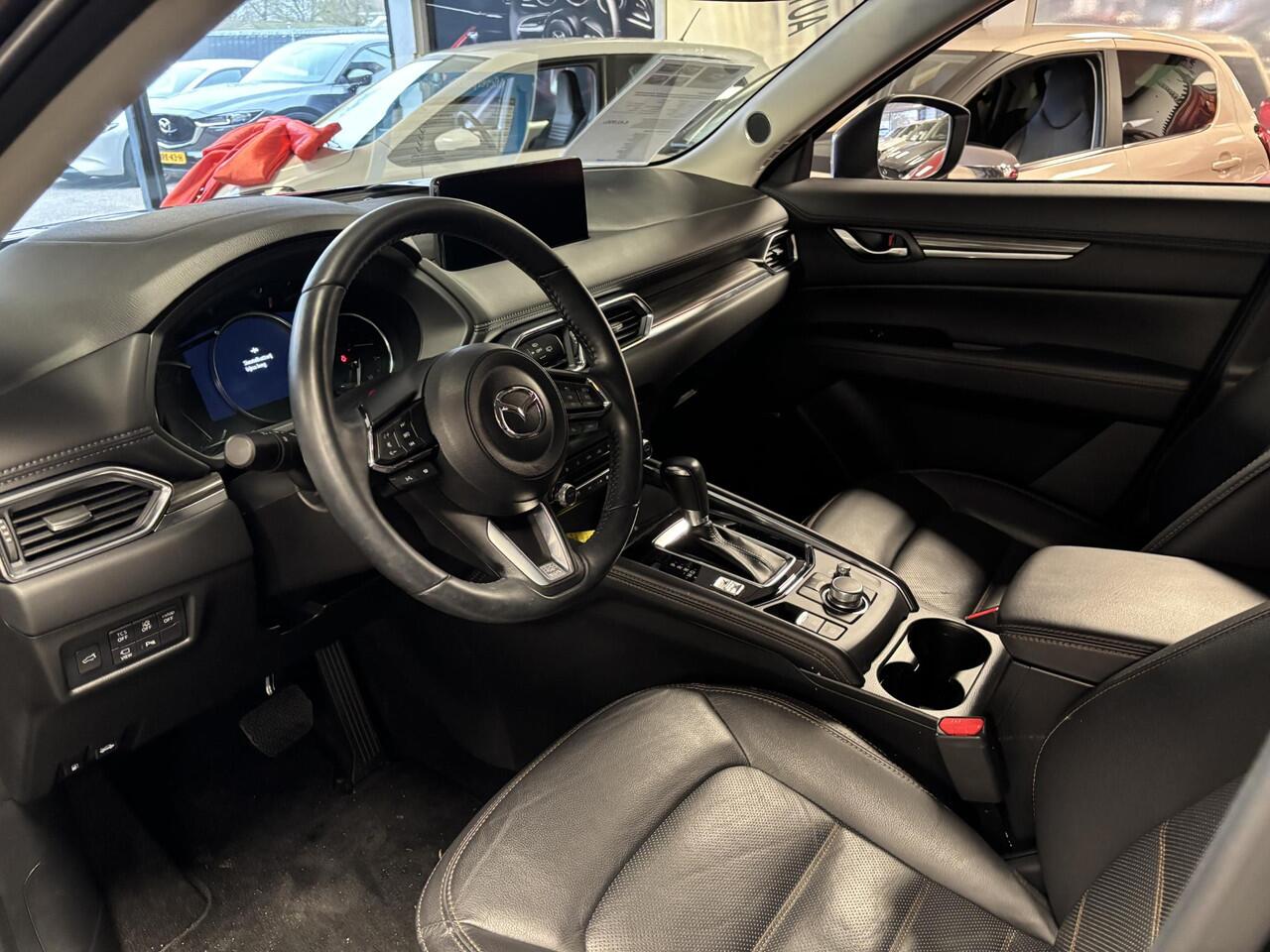 Mazda CX-5 2.0 e-SkyActiv-G M Hybrid 165 Exclusive-Line+Com.P , Automaat, Black Comfort Pack, Leder, Navi, Adap.Cruise, Clima, Apple Carplay, 360 Camera, PDC, HUD, Stuur/Stoelverwarming, 19" LMV