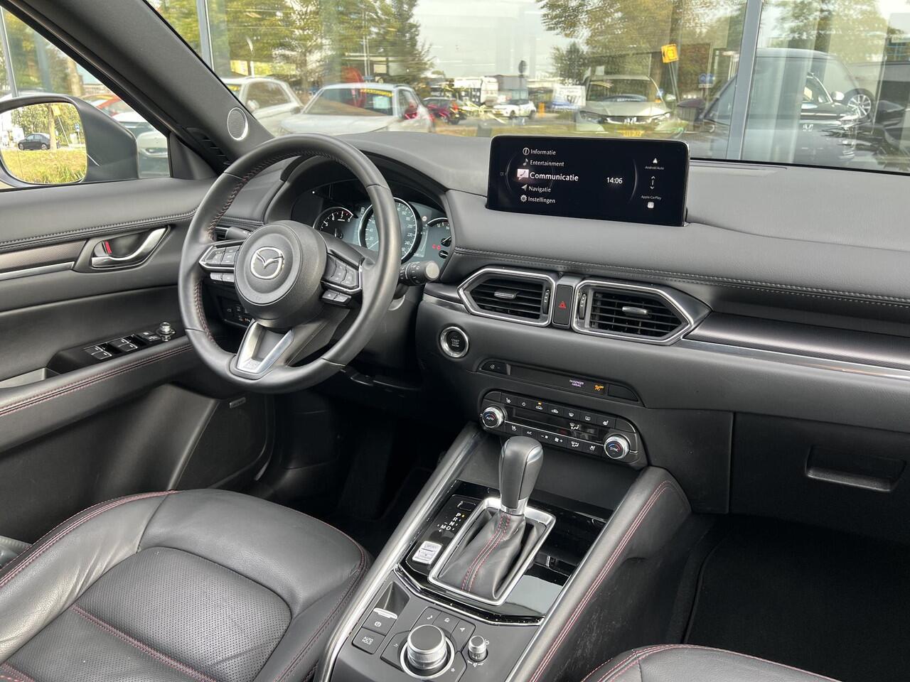 Mazda CX-5 2.0 e-SkyActiv-G M Hybrid 165 Homura AUTOMAAT | COMFORT PACK | ELEKTR.ACHTEKLEP | ELEKTR. STOELEN | 360° GRADEN CAMERA | STOEL- EN STUURVERWARMING | STOELVENTILATIE | LEDER | BOSE AUDIO |PARKEERSENSOREN V+A | NED. AUTO |