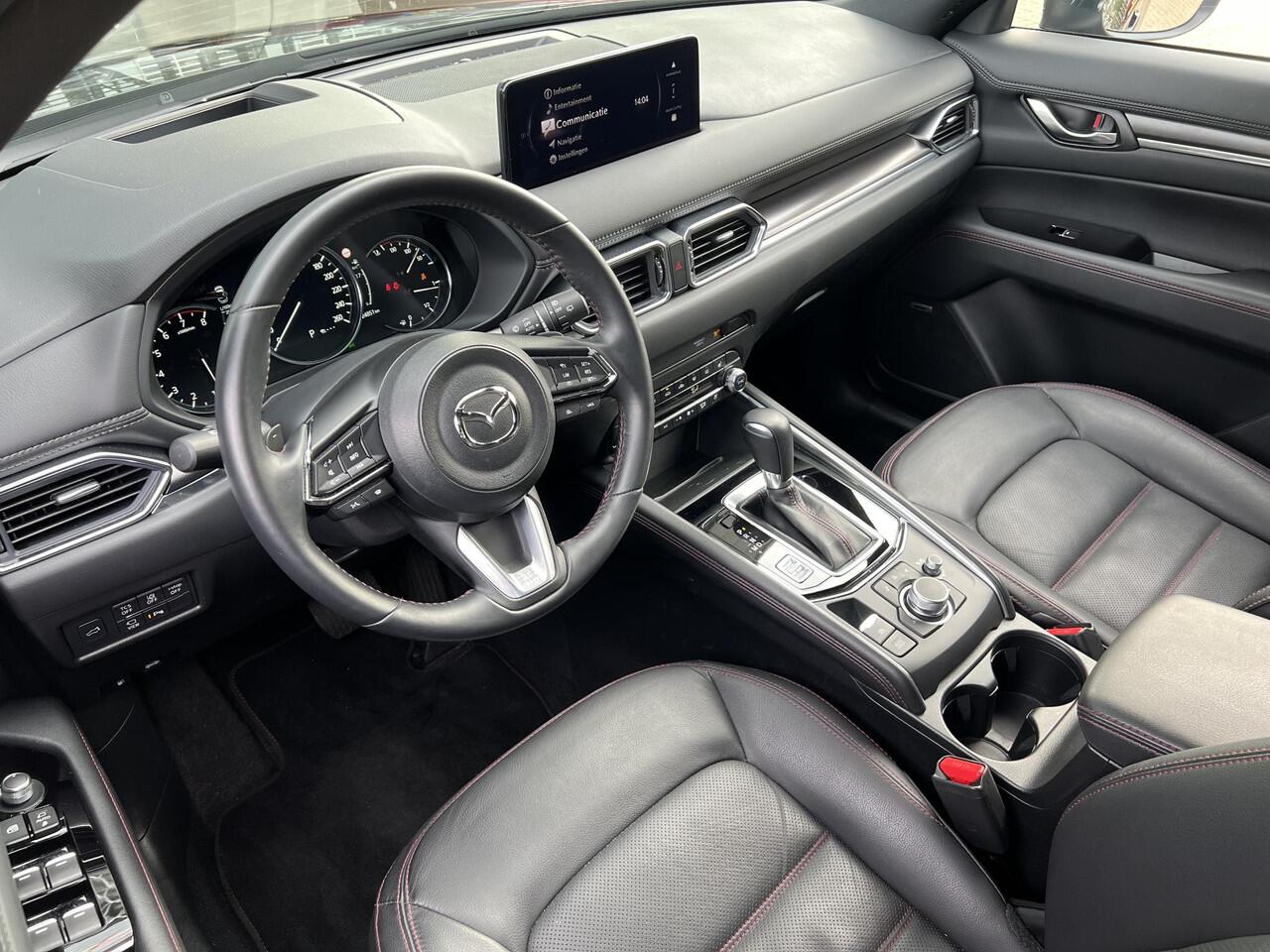 Mazda CX-5 2.0 e-SkyActiv-G M Hybrid 165 Homura AUTOMAAT | COMFORT PACK | ELEKTR.ACHTEKLEP | ELEKTR. STOELEN | 360° GRADEN CAMERA | STOEL- EN STUURVERWARMING | STOELVENTILATIE | LEDER | BOSE AUDIO |PARKEERSENSOREN V+A | NED. AUTO |