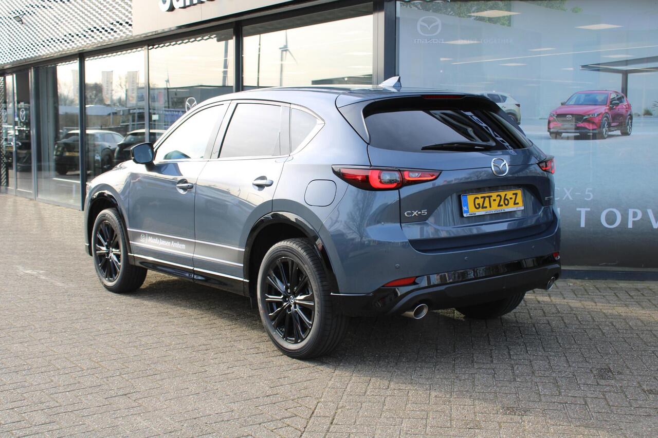 Mazda CX-5 2.0 e-SkyActiv-G M Hybrid 165 Homura , Demovoordeel ¤ 7.390-, Navi, Adap.Cruise, Clima, Leder, Apple Carplay, 360 Camera, PDC, HUD, Stoelverwarming/ventilatie, 19" LMV, Elek.Achterklep