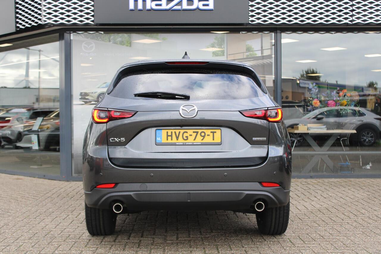 Mazda CX-5 2.0 e-SkyActiv-G M Hybrid 165 Exclusive-Line , Demovoordeel ¤ 7.100,-, Black Comfort Pack, Navi, Adap.Cruise, Clima, Leder, Apple Carplay, 360 Camera, PDC, HUD, Stoelverwarming/ventilatie, 19" LMV