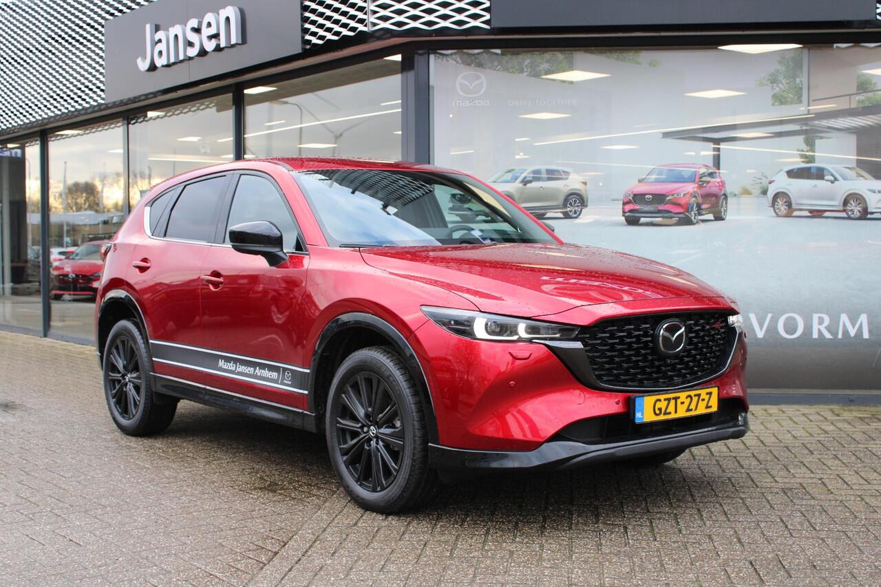 Mazda CX-5 2.0 e-SkyActiv-G M Hybrid 165 Homura , Demovoordeel ¤ 7.740-, Navi, Adap.Cruise, Clima, Leder, Apple Carplay, 360 Camera, PDC, HUD, Stoelverwarming/ventilatie, 19" LMV, Elek.Achterklep