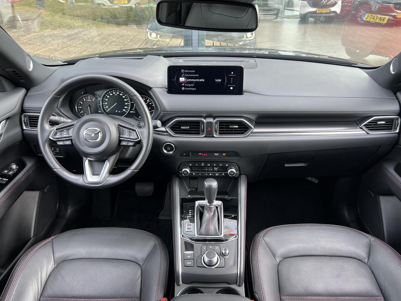 Mazda CX-5 2.0 e-SkyActiv-G M Hybrid 165 Homura AUTOMAAT | COMFORT PACK | ELEKTR.ACHTEKLEP | ELEKTR. STOELEN | 360° GRADEN CAMERA | STOEL- EN STUURVERWARMING | STOELVENTILATIE | LEDER | BOSE AUDIO |PARKEERSENSOREN V+A | NED. AUTO |