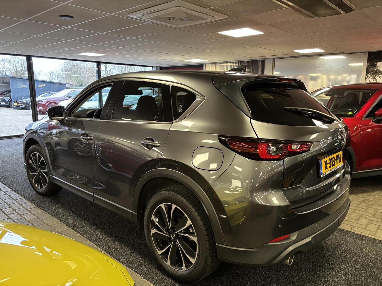 Mazda CX-5 2.0 e-SkyActiv-G M Hybrid 165 Exclusive-Line+Com.P , Automaat, Black Comfort Pack, Leder, Navi, Adap.Cruise, Clima, Apple Carplay, 360 Camera, PDC, HUD, Stuur/Stoelverwarming, 19" LMV
