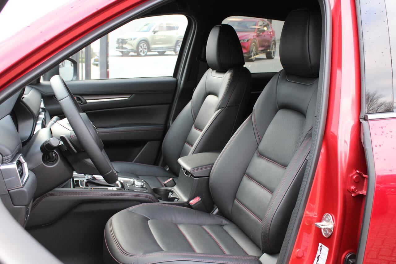 Mazda CX-5 2.0 e-SkyActiv-G M Hybrid 165 Homura , Demovoordeel ¤ 7.740-, Navi, Adap.Cruise, Clima, Leder, Apple Carplay, 360 Camera, PDC, HUD, Stoelverwarming/ventilatie, 19" LMV, Elek.Achterklep