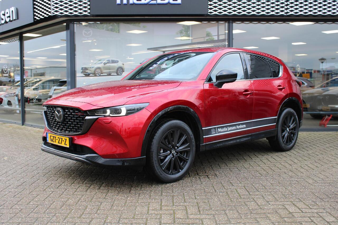Mazda CX-5 2.0 e-SkyActiv-G M Hybrid 165 Homura , Demovoordeel ¤ 7.740-, Navi, Adap.Cruise, Clima, Leder, Apple Carplay, 360 Camera, PDC, HUD, Stoelverwarming/ventilatie, 19" LMV, Elek.Achterklep