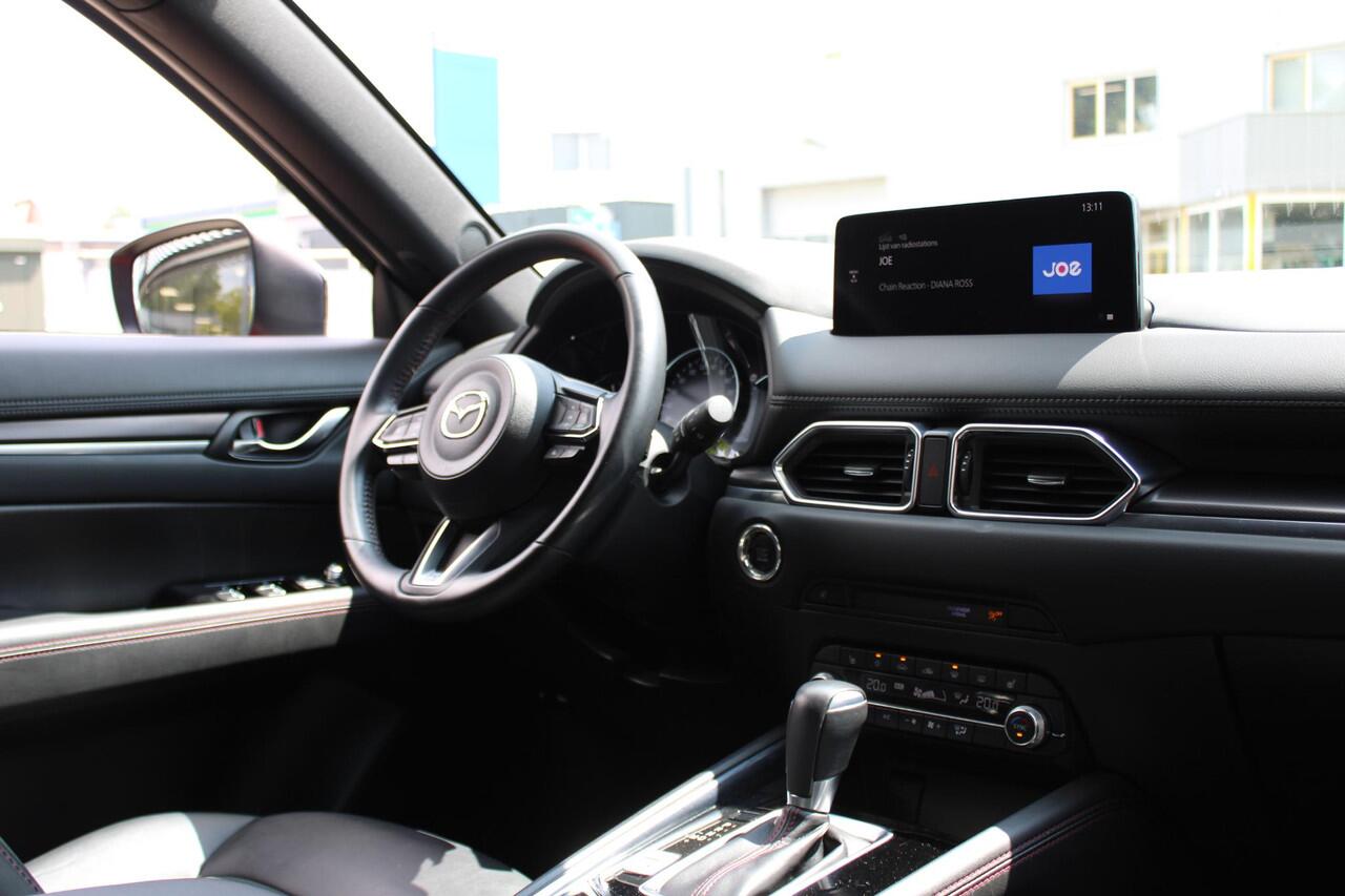 Mazda CX-5 2.0 SkyActiv-G 165 Homura , Automaat, Half Leder, 360 Camera, Adap. Cruise, Navi, LKA, Elektrische klep, Apple Carplay, HUD, Stoelverwarming, Stuurverwarming, Clima, LMV 19 Inch