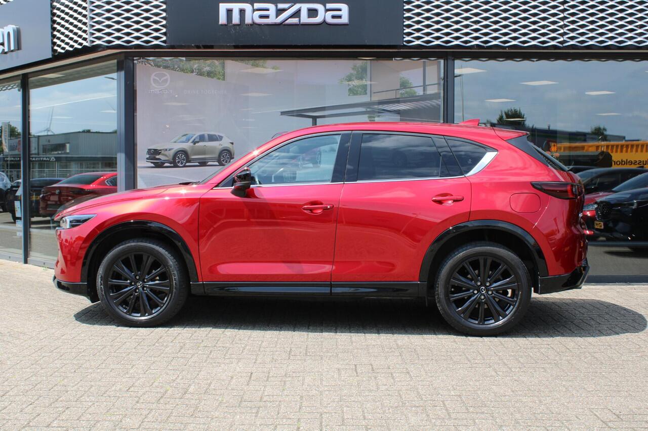 Mazda CX-5 2.0 SkyActiv-G 165 Homura , Automaat, Half Leder, 360 Camera, Adap. Cruise, Navi, LKA, Elektrische klep, Apple Carplay, HUD, Stoelverwarming, Stuurverwarming, Clima, LMV 19 Inch