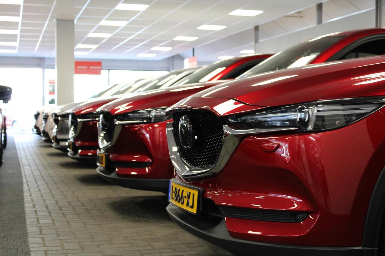 Mazda CX-5 2.0 e-SkyActiv-G M Hybrid 165 Exclusive-Line , Demovoordeel ¤ 5.000-, Leder Pack, Adap.Cruise, Navi, Apple Carplay, 360 Camera, PDC, HUD, Stoelverwarming/ventilatie, 19" LMV