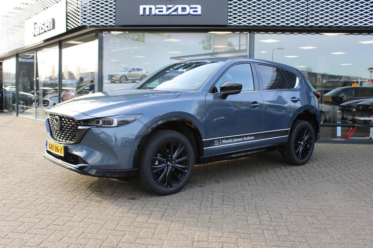 Mazda CX-5 2.0 e-SkyActiv-G M Hybrid 165 Homura , Demovoordeel ¤ 7.390-, Navi, Adap.Cruise, Clima, Leder, Apple Carplay, 360 Camera, PDC, HUD, Stoelverwarming/ventilatie, 19" LMV, Elek.Achterklep