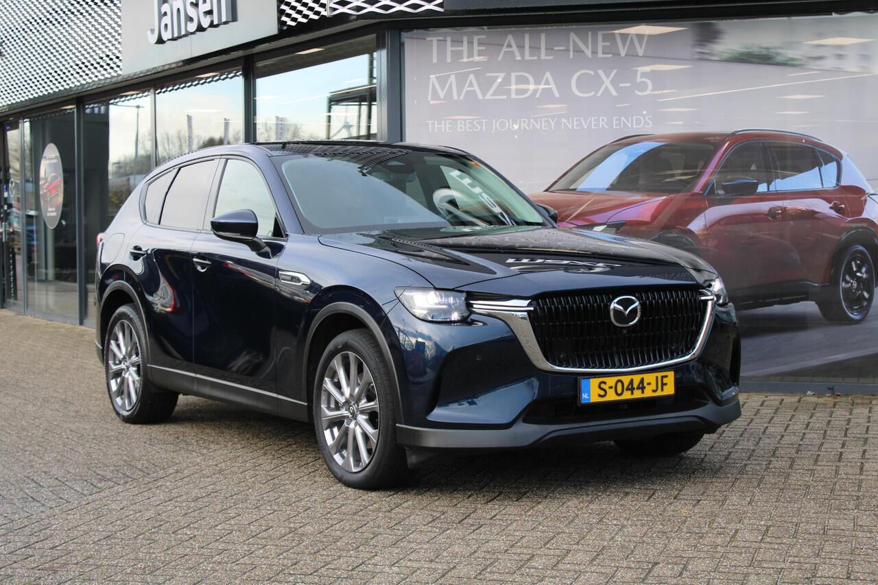 Mazda CX-60 2.5 e-SkyActiv PHEV Exclusive-Line , Automaat, Trekhaak, CS Pack, DA Pack, C Pack, Leder, 360 Camera, Adap. Cruise, Bose, Clima, HUD, Stoel/Stuurverwarming, Navi, Apple Carplay, Android Auto, PDC LKA, LMV 20 Inch
