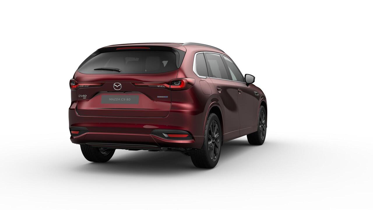 Mazda CX-80 Homura Plus | 12,3-inch TFT-kleurendisplay met bediening via centrale HMI Commander, touchscreen (voor Apple CarPlay / Android Auto(TM)) of voice control | 12,3-inch digitale meterset | 20-inch lichtmetalen velgen, Black