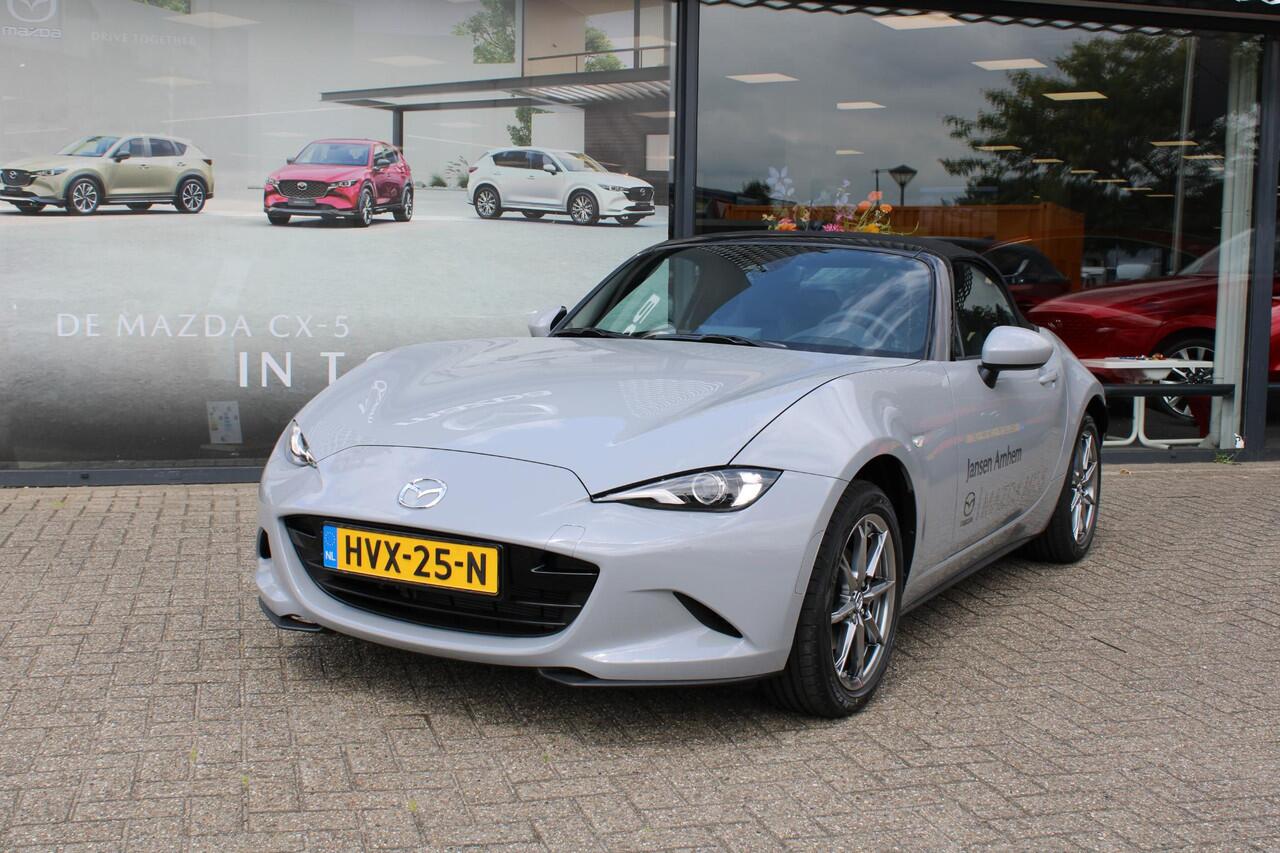 Mazda MX-5 1.5 SkyActiv-G 132 Exclusive-Line Demovoordeel ¤ 6.000-, Navi, Clima, Leder, Apple Carplay, 16"inch Bright dark LM velgen, camera, BSM, Bose®.