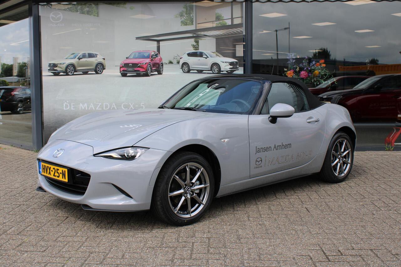 Mazda MX-5 1.5 SkyActiv-G 132 Exclusive-Line Demovoordeel ¤ 6.000-, Navi, Clima, Leder, Apple Carplay, 16"inch Bright dark LM velgen, camera, BSM, Bose®.