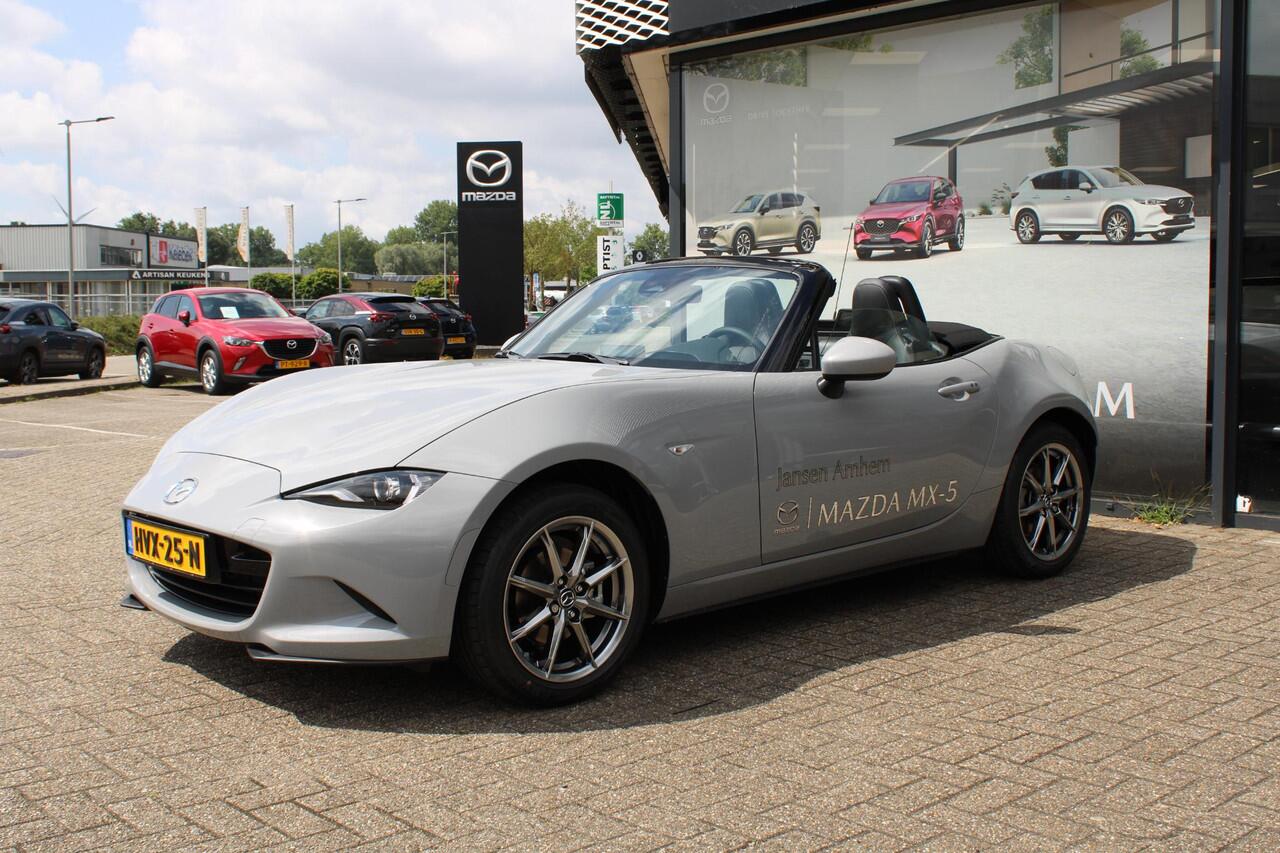 Mazda MX-5 1.5 SkyActiv-G 132 Exclusive-Line Demovoordeel ¤ 10.140-, Navi, Clima, Leder, Apple Carplay, 16"inch Bright dark LM velgen, camera, BSM, Bose®.