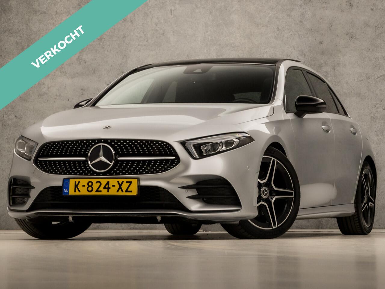 Mercedes-Benz A-KLASSE 180 AMG Sport Automaat (SCHUIFDAK, APPLE CARPLAY, SFEERVERLICHTING, BURMESTER, KEYLESS, LEDER/ALCANTARA, CAMERA, SPORTSTOELEN, STOELVERWARMING, WIDESCREEN, GETINT GLAS, NIEUWSTAAT)