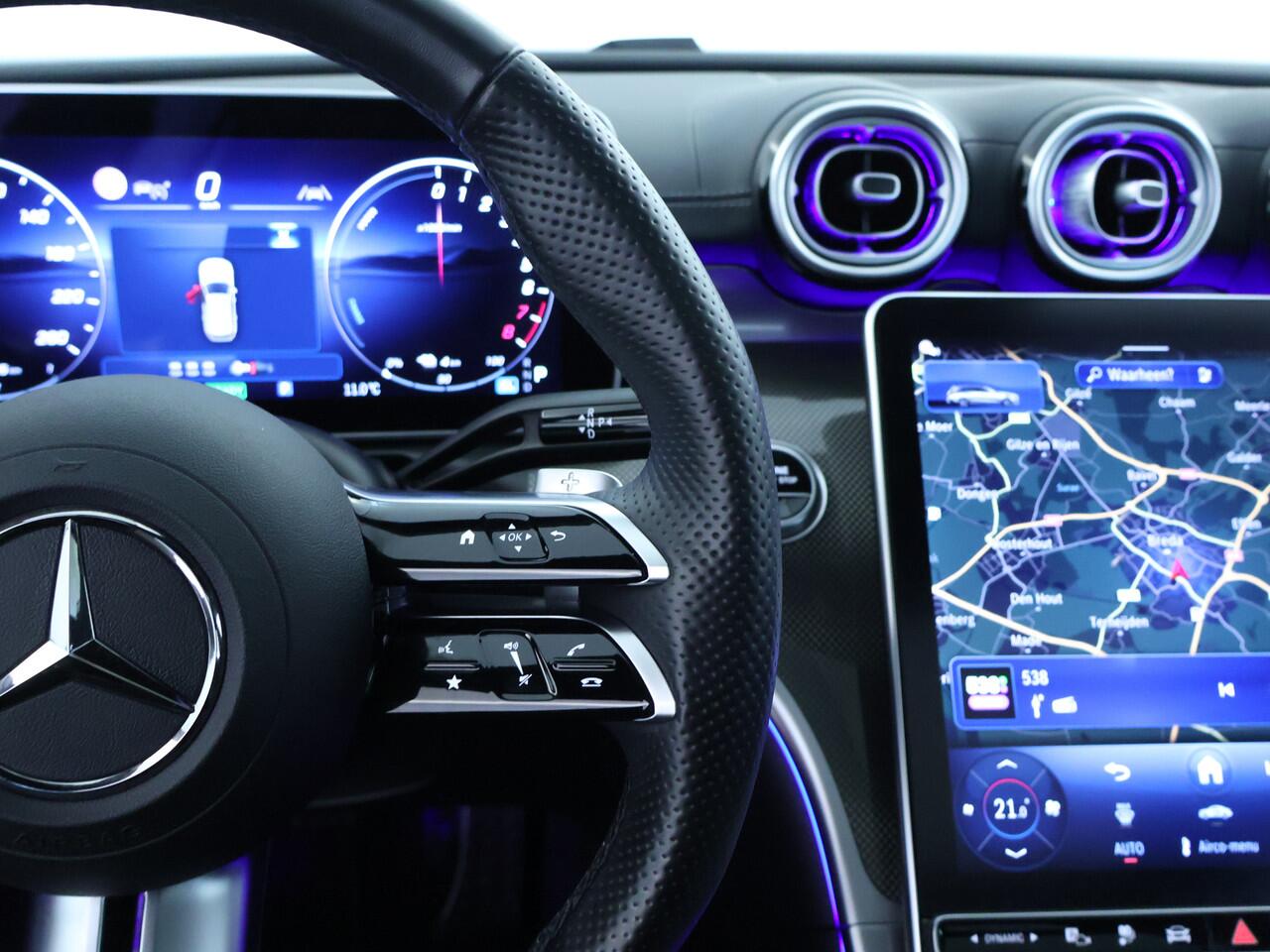 Mercedes-Benz C-KLASSE Estate 300 e AMG Plug-In Hybride Edition AMG-Line | Panorama Schuif-Kanteldak | Alarm Klasse 3 |360° camera | Stuur en Stoelverwarming. Inclusief 24 maanden Mercedes-Benz Certified garantie voor Europa.