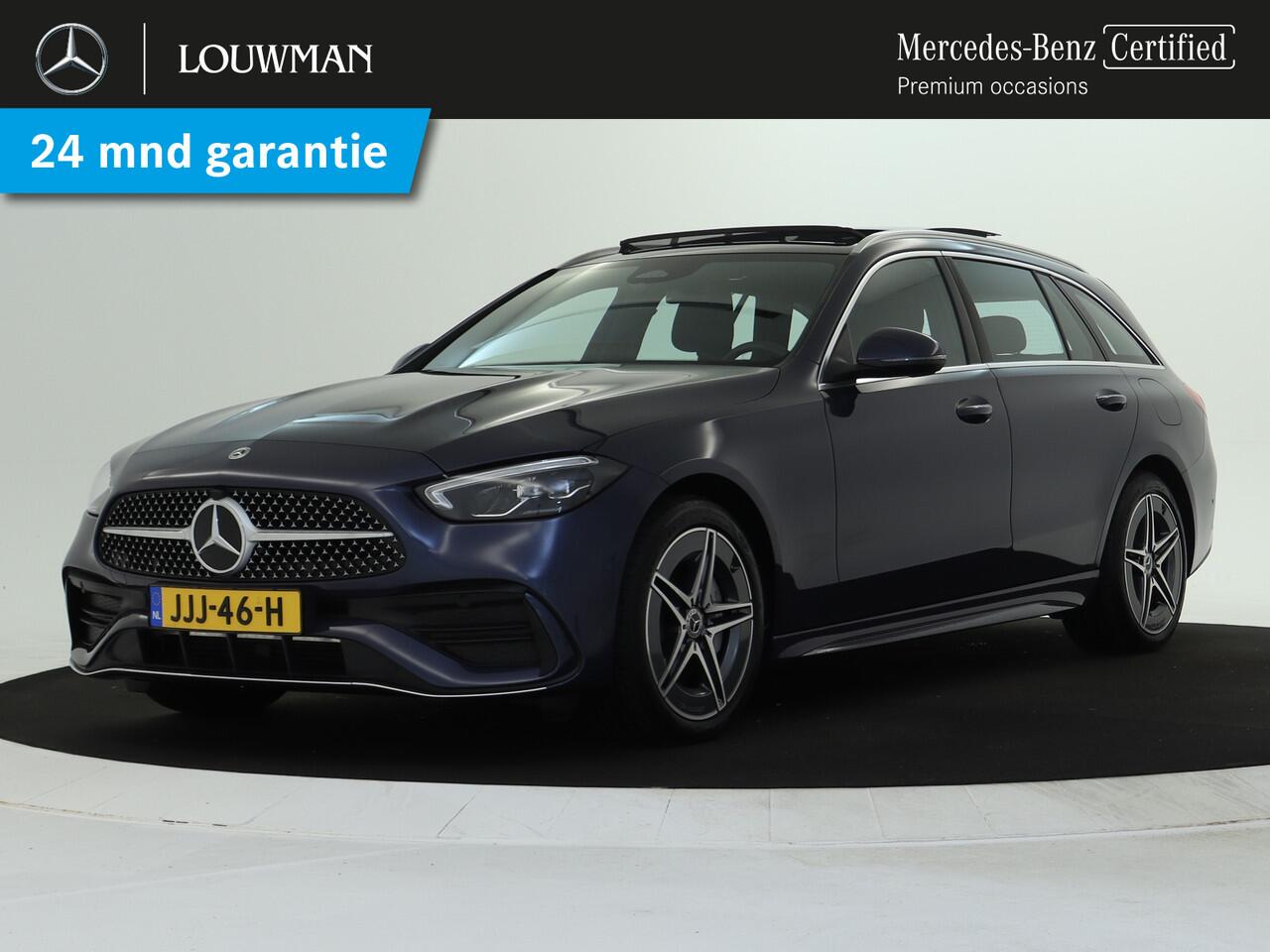 Mercedes-Benz C-KLASSE Estate 300 e AMG Plug-In Hybride AMG Line | Trekhaak | Panorama Schuif-Kanrteldak | Distronic | Stuur en Stoelverwarming. Inclusief 24 maanden Mercedes-Benz Certified garantie voor Europa.