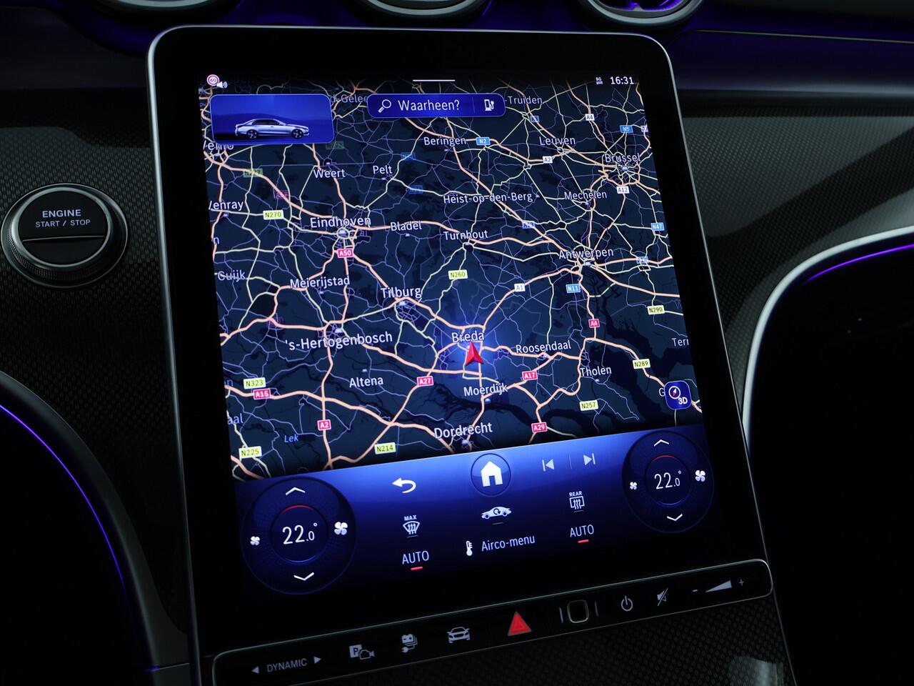 Mercedes-Benz C-KLASSE 300 e Business Solution AMG Nightpakket | Trekhaak | Panoramadak | Burmester | Head Up | Dode Hoek Ass. | 360°-camera | Memory | Alarm | Inclusief 24 maanden Mercedes-Benz Certified garantie voor Europa.