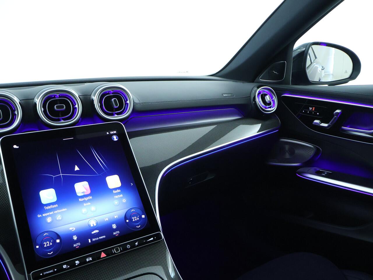 Mercedes-Benz C-KLASSE 300 e Business Solution AMG Nightpakket | Trekhaak | Panoramadak | Burmester | Head Up | Dode Hoek Ass. | 360°-camera | Memory | Alarm | Inclusief 24 maanden Mercedes-Benz Certified garantie voor Europa.