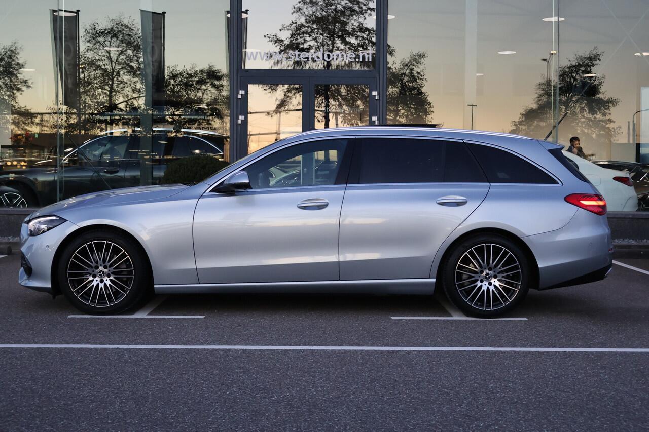 Mercedes-Benz C-KLASSE Estate 200 Avantgarde l Panoramadak l Beige LEDER Interieur l MBUX l LED Adaptief l Camera l Smartphone intergratie l Memory pakket l Winterpakket l Keyless GO l Elektrisch bedienbare achterklep l Draadloos opladen telefoon l Sfeerverlichting l Afneembare
