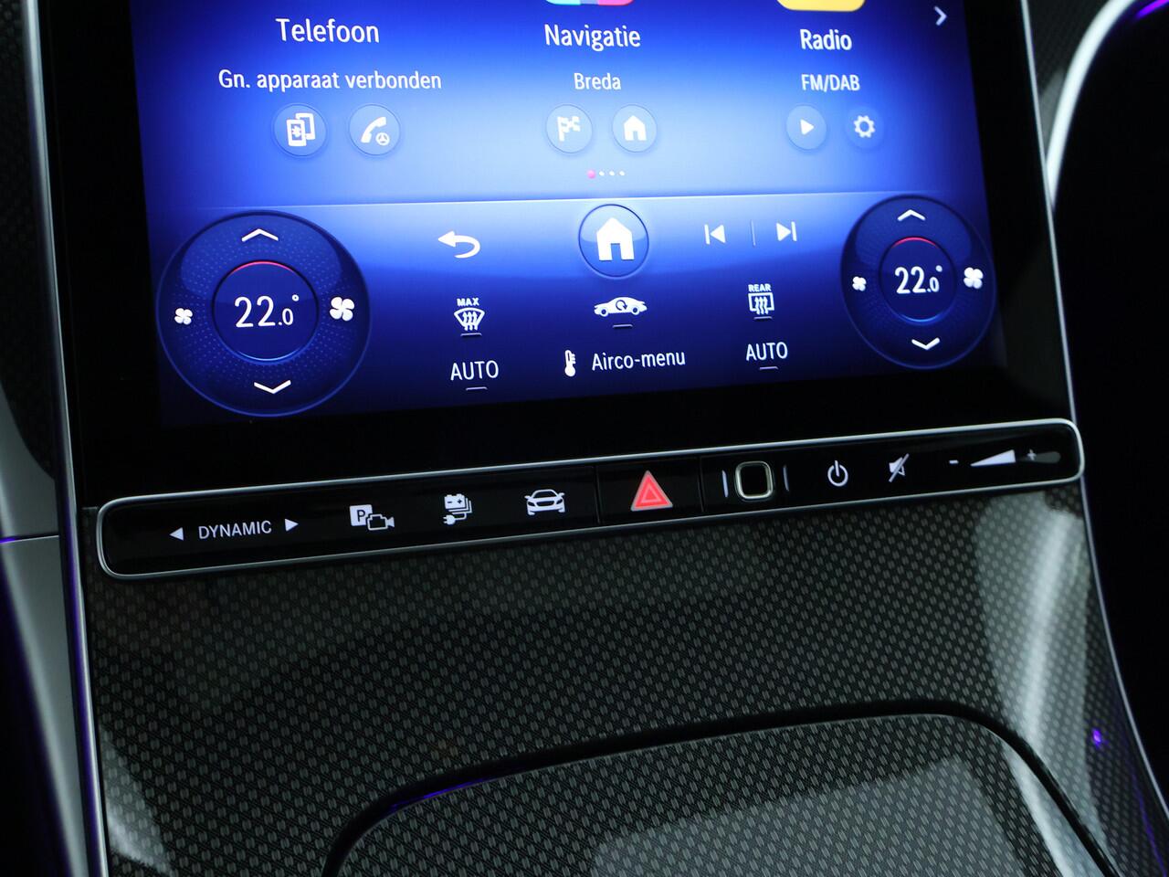 Mercedes-Benz C-KLASSE 300 e Business Solution AMG Nightpakket | Trekhaak | Panoramadak | Burmester | Head Up | Dode Hoek Ass. | 360°-camera | Memory | Alarm | Inclusief 24 maanden Mercedes-Benz Certified garantie voor Europa.