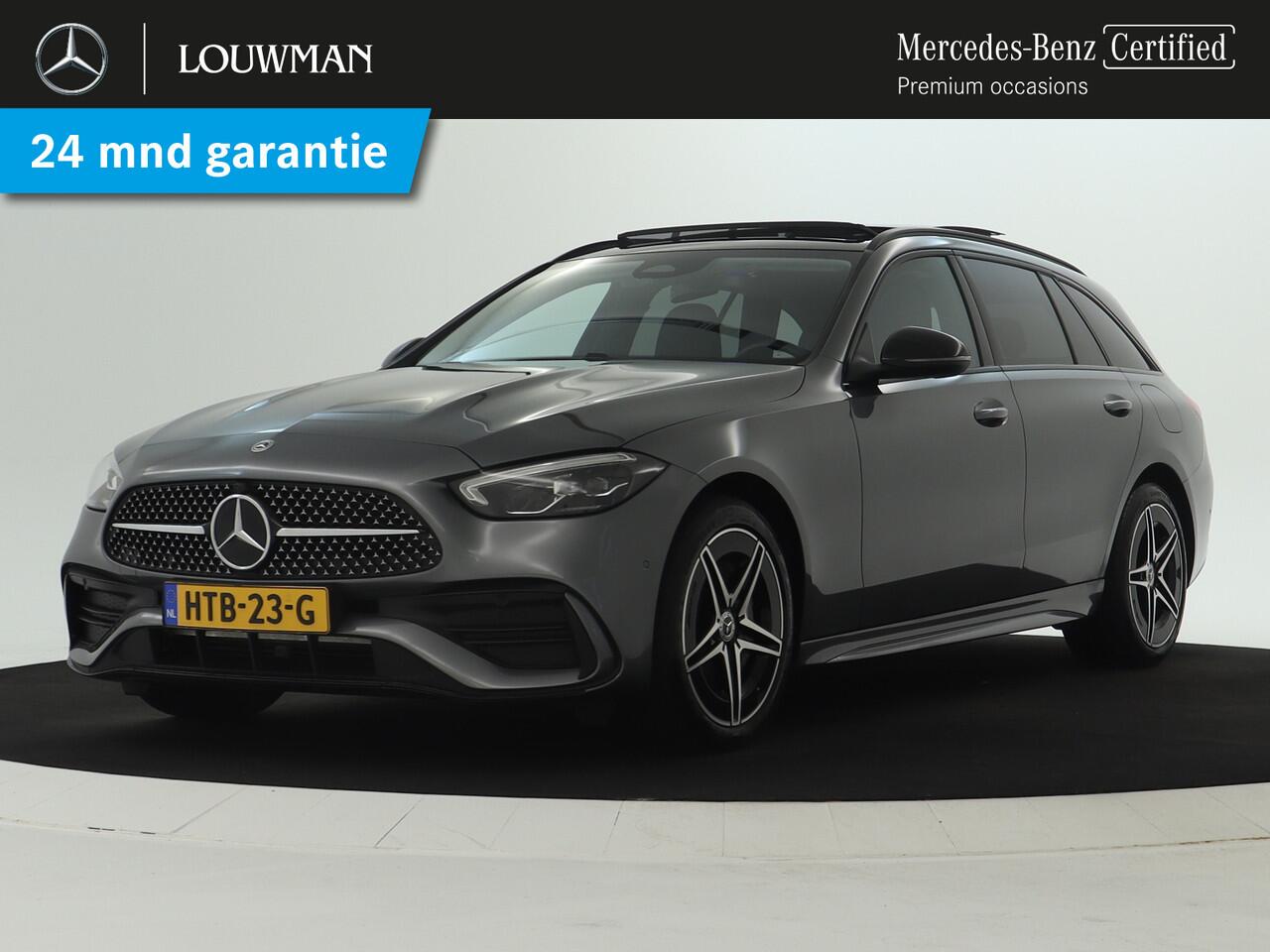 Mercedes-Benz C-KLASSE Estate 300 e AMG Plug-In Hybride | AMG Line | Night Pakket | Trekhaak | Panorama Schuif-Kanteldak | Dodehoek Assist | Stuur en Stoelverwarming | Inclusief 24 maanden MB Certified garantie voor Europa.