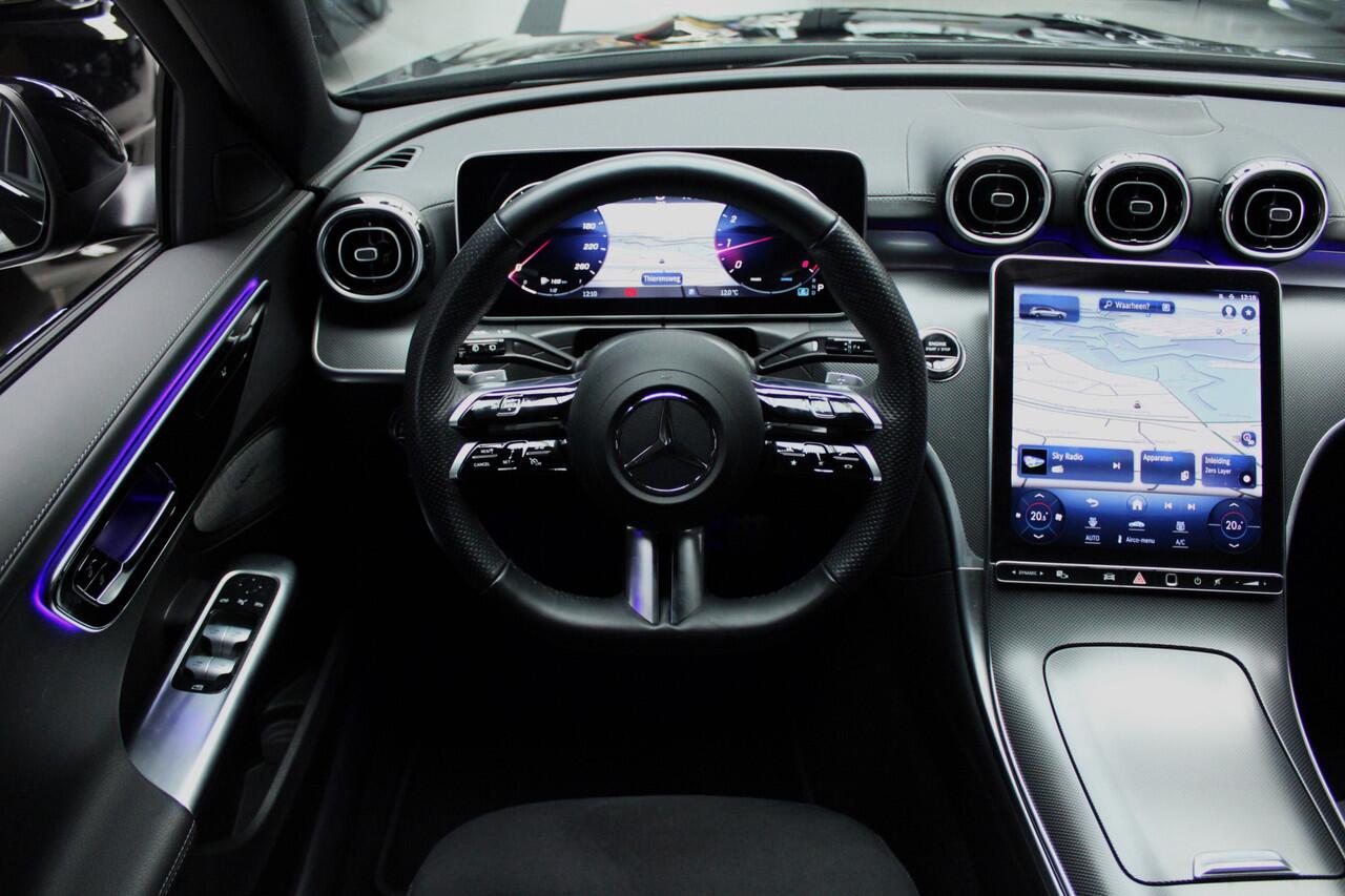 Mercedes-Benz C-KLASSE Estate 180 AMG Line Navi Leer Camera Nightpack PTS Ambient Elekt. achterklep Trekhaak elektr. PTS LM velgen BTW auto!