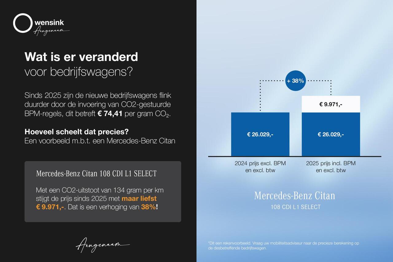 Mercedes-Benz CITAN 112 CDI L1 SELECT | Automaat | Led Koplampen | Multifunctioneel stuurwiel | Achteruitrijcamera | Airconditioning | Cruisecontrol |